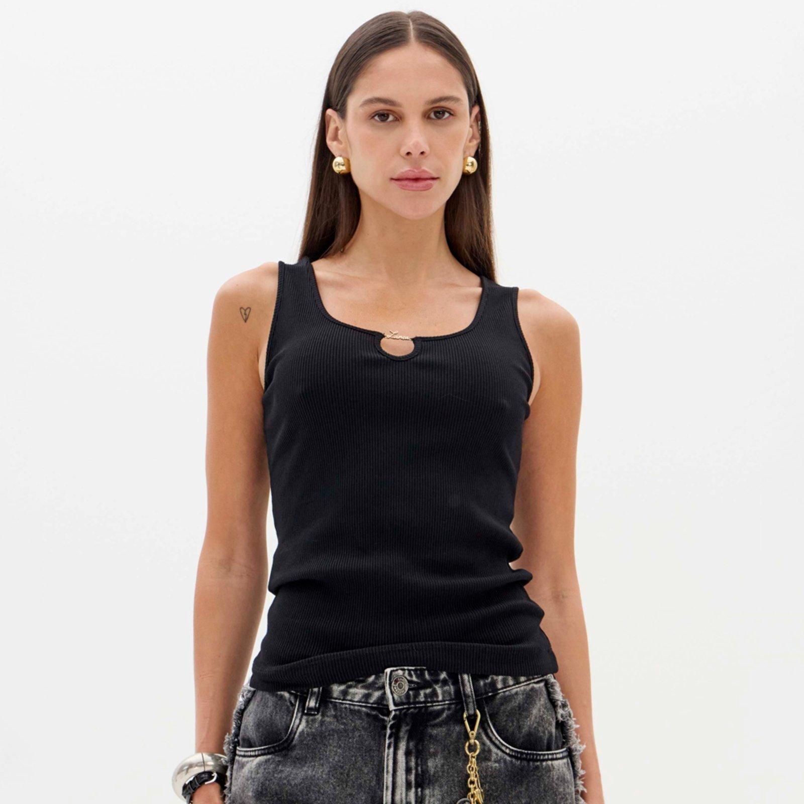 Regata Lança Perfume Canelada Metal Ou26 Preto Feminino