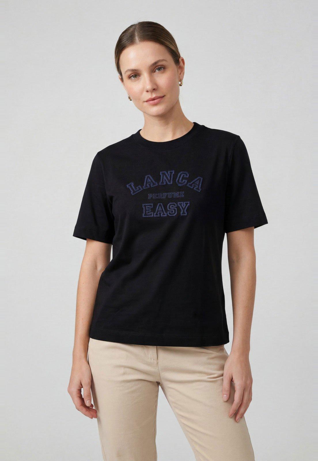 Camiseta Feminina Lança Perfume Decote Redondo Preta