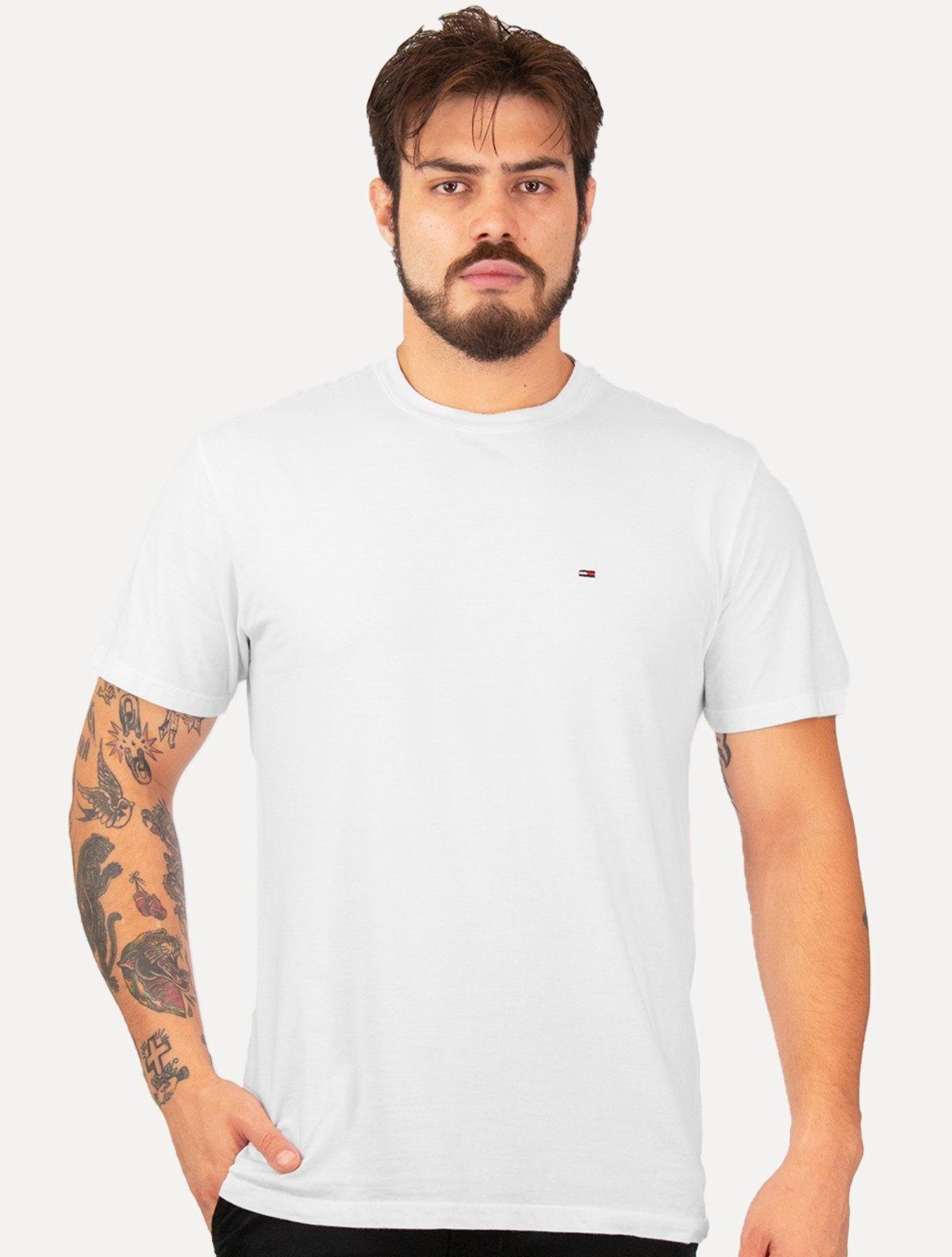 Camiseta Tommy Jeans Masculina Regular C-Neck Flag Branca