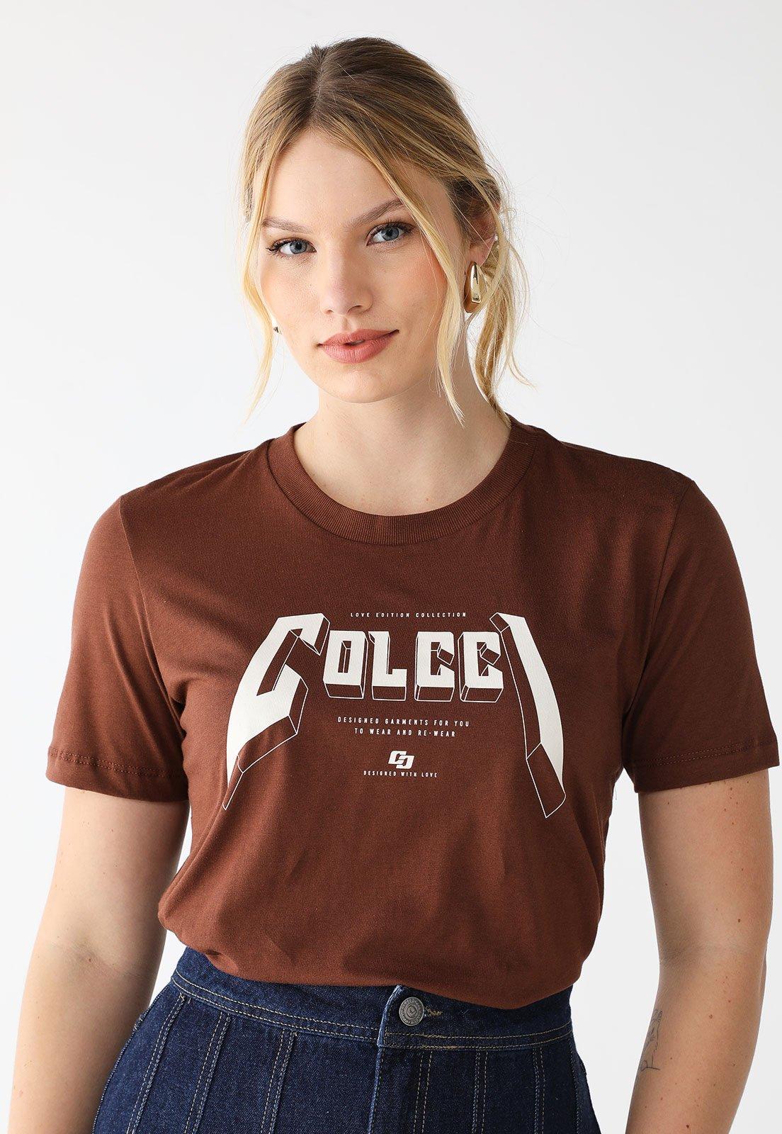 Camiseta Colcci Reta Logo Marrom