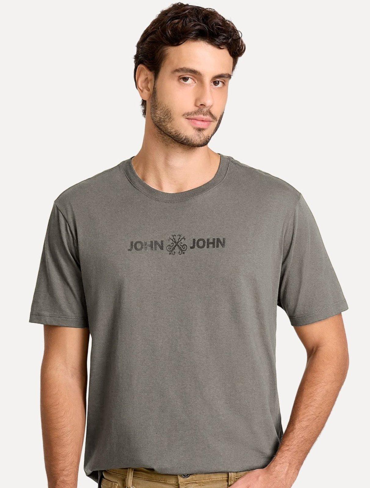 Camiseta John John Masculina Regular Fit JJ Flat Cinza Médio