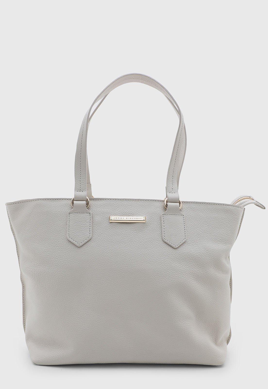 Bolsa Feminina Jorge Bischoff Couro Grande Branca