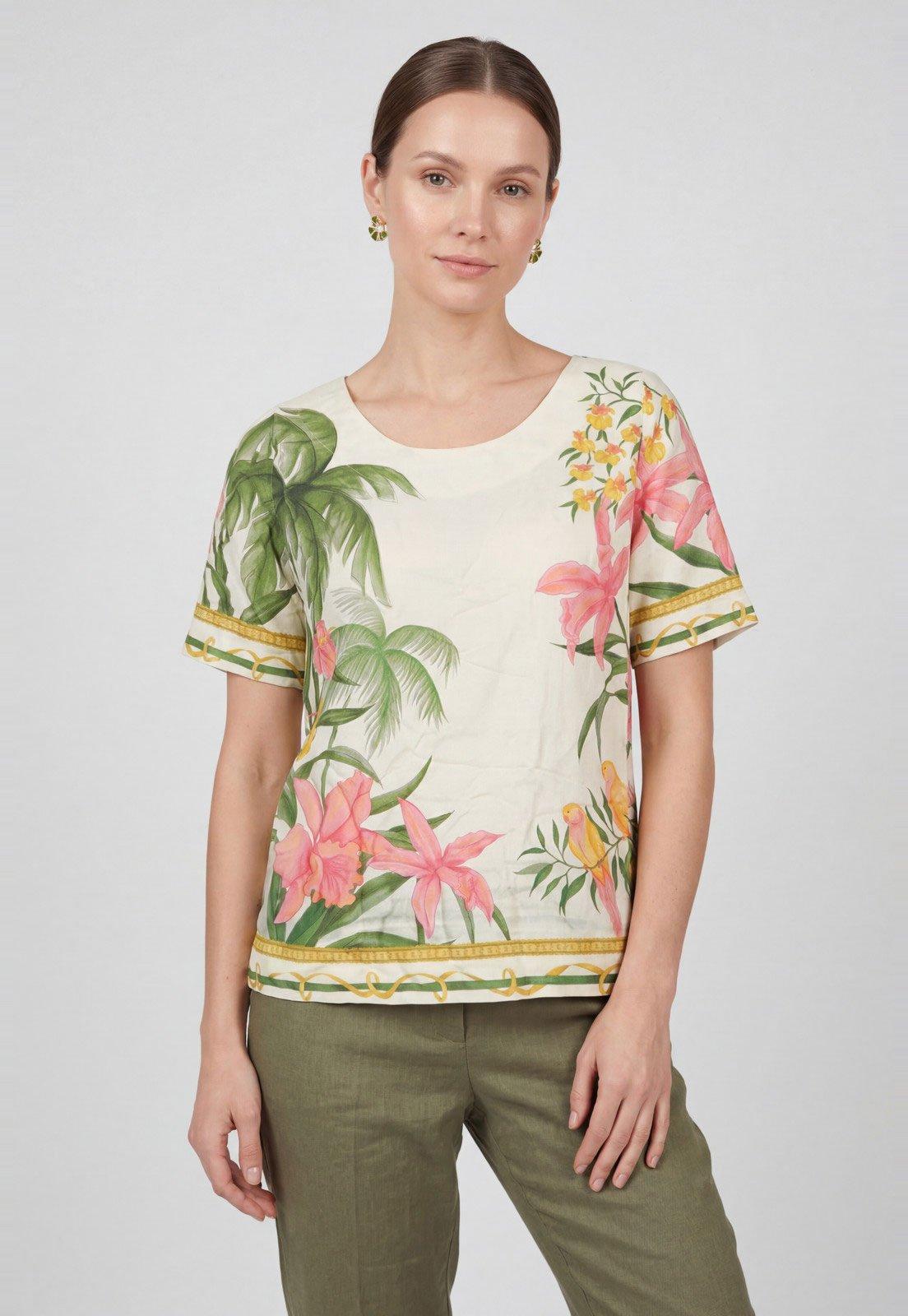 Camiseta Feminina FARM Estampa Floral Off-White