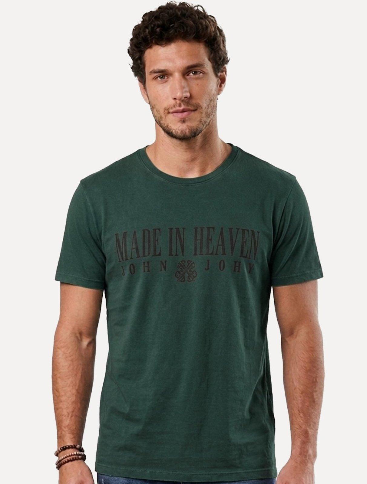Camiseta John John Masculina Regular Matchpoint Verde Escuro