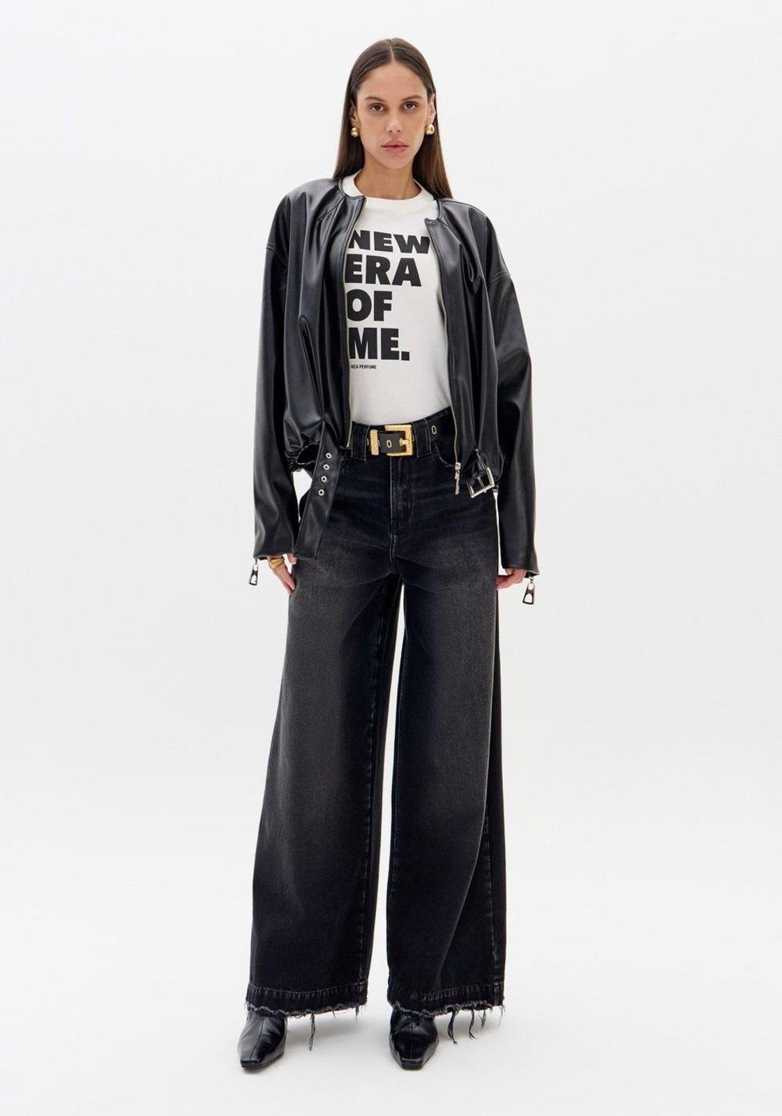 Calça Jeans Relaxed De Cintura Média Lança Perfume