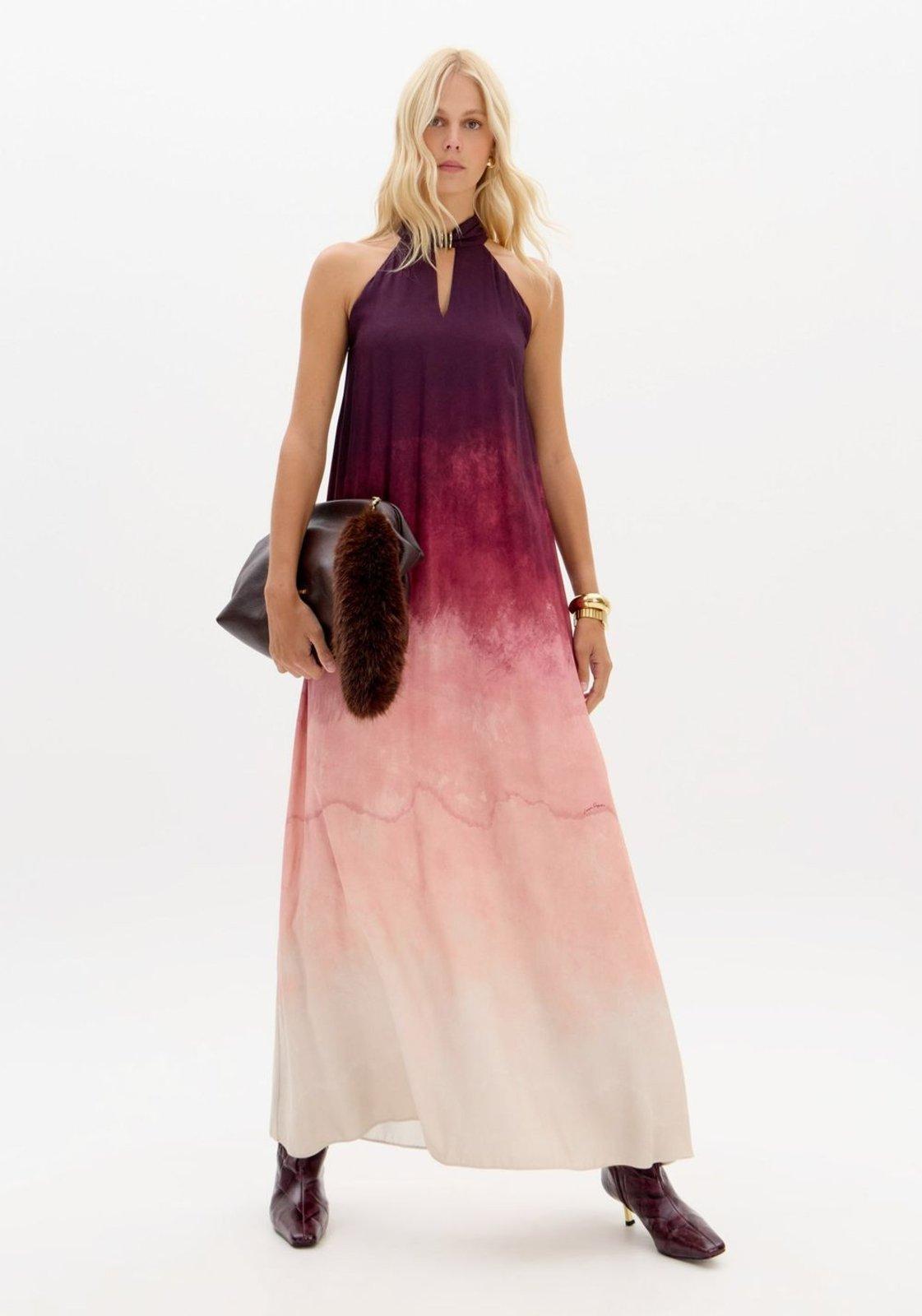 Vestido Estampado Com Decote V Lança Perfume
