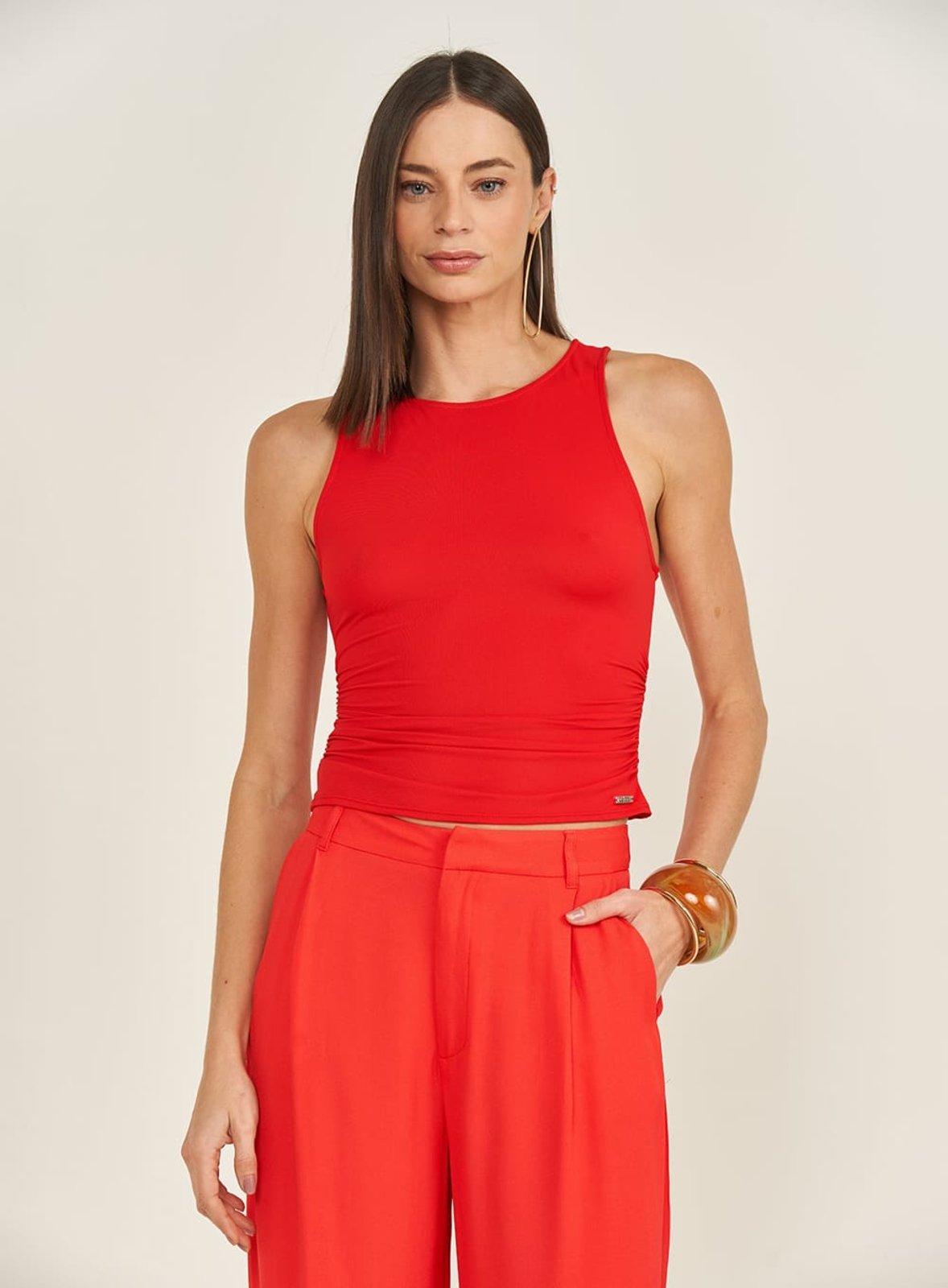Blusa Slim Com Franzido Lateral Colcci Vermelho Ife