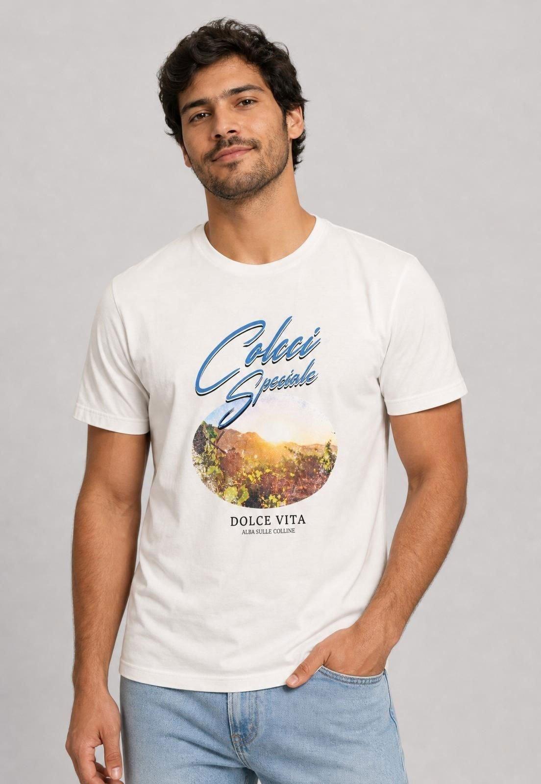 Camiseta Masculina Colcci Dolce Vita Branca