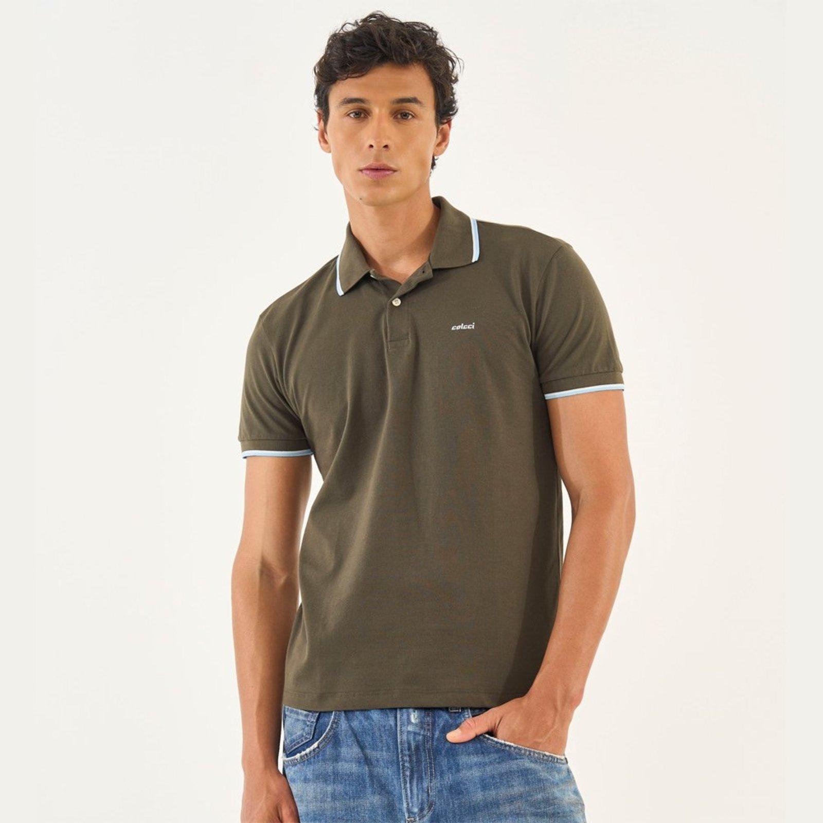 Camisa Polo Colcci 2 Lines Ou26 Verde Masculino