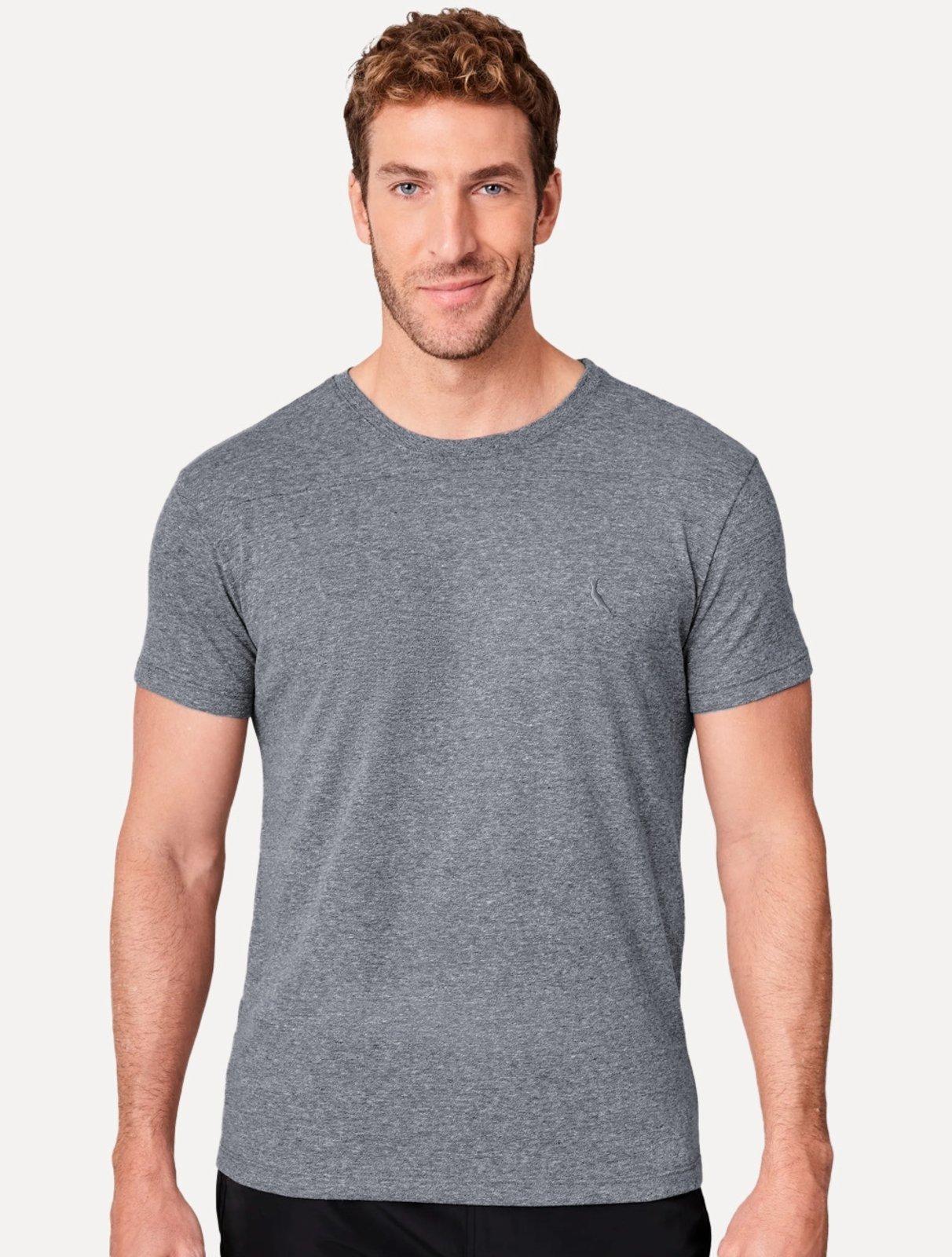 Camiseta Reserva Masculina Slim Malha Pêssego Marinho Mescla