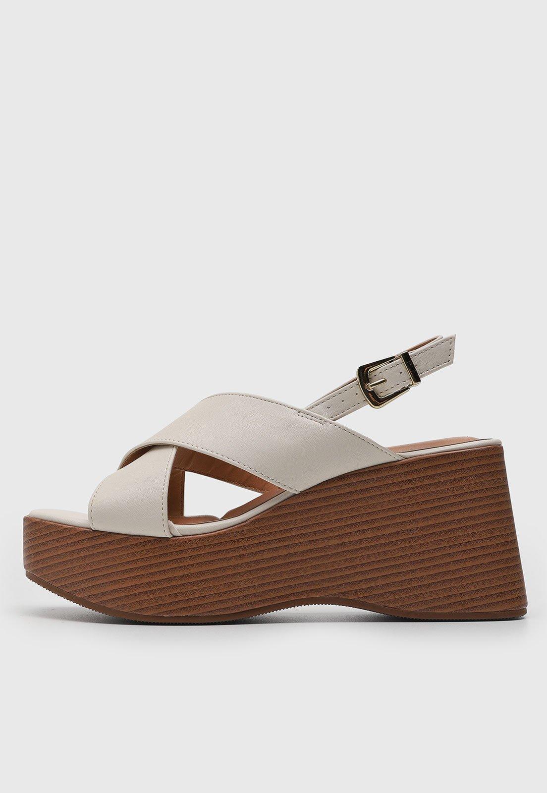 Sandália Feminina Vizzano Salto Alto Fivela Off-White