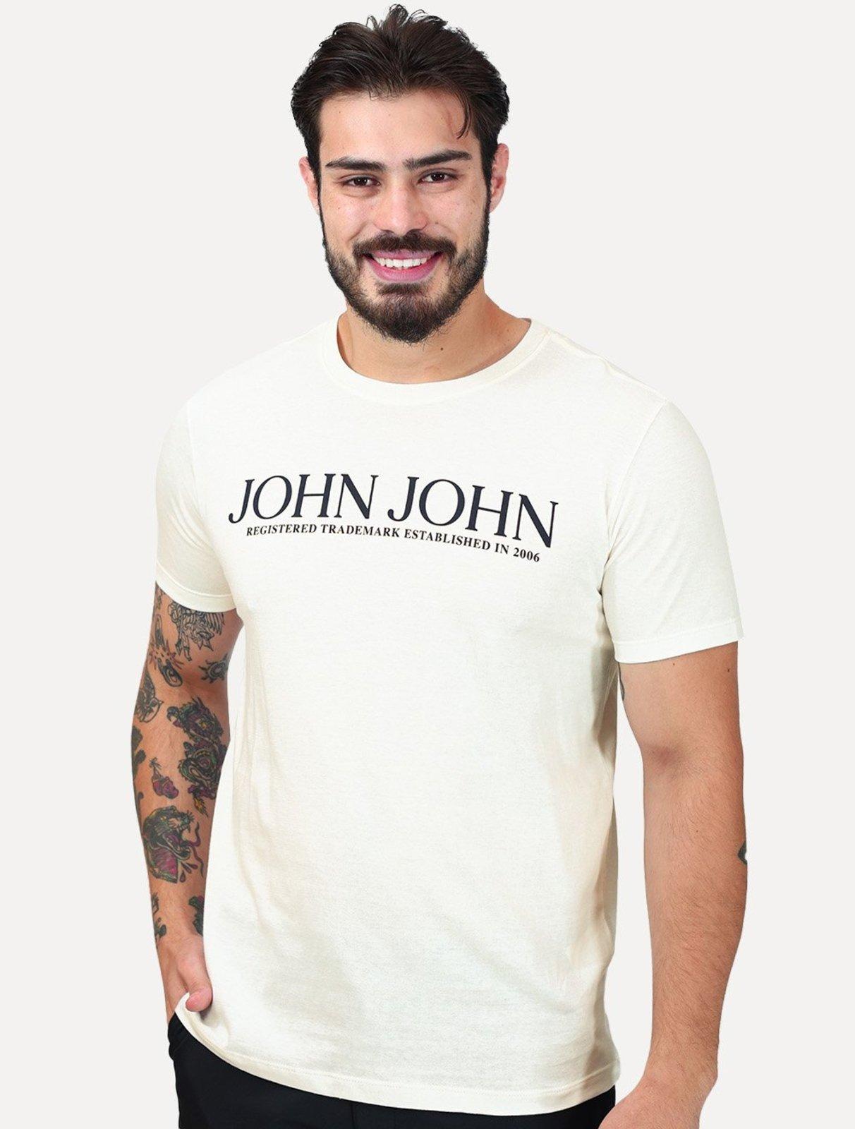 Camiseta John John Masculina Slim Fit Standard Off White