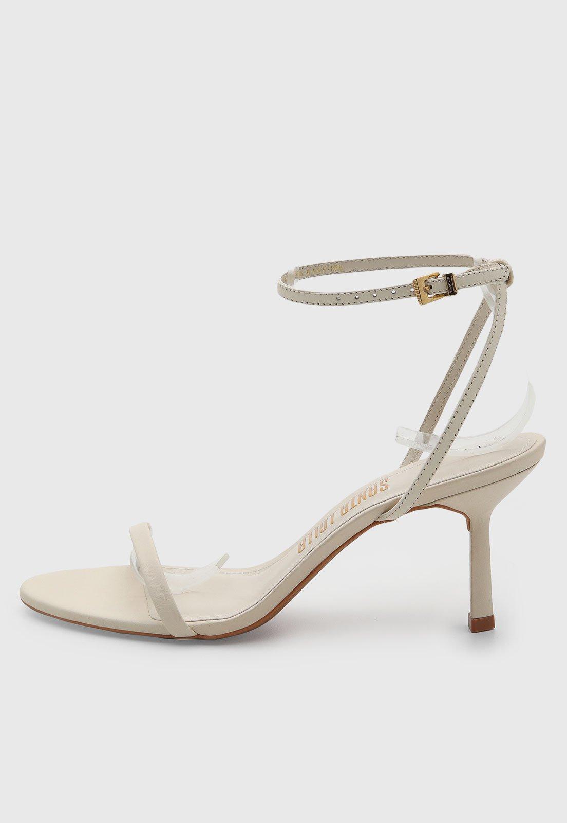 Sandália Feminina Santa Lolla Salto Alto Off-White
