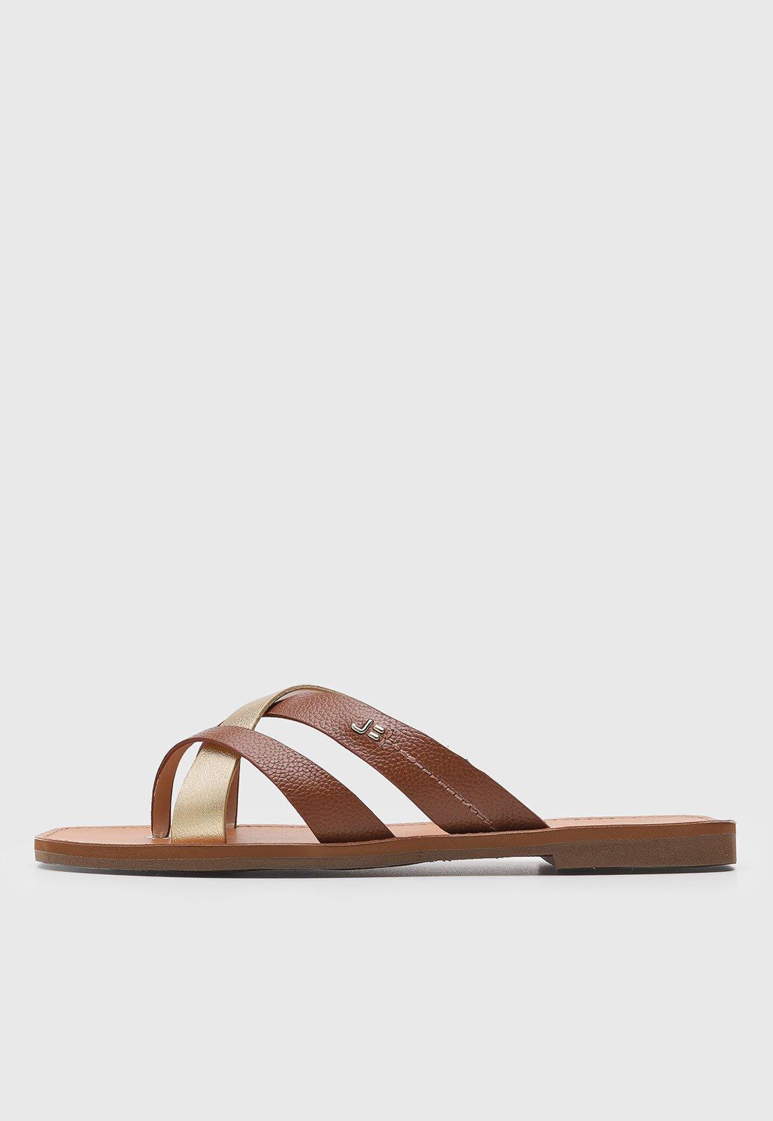 Chinelo Feminino Jorge Bischoff Tiras Cruzadas Marrom