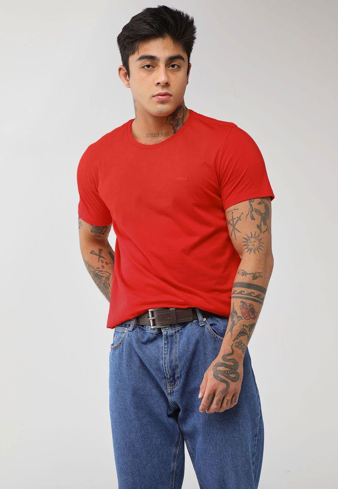 Camiseta Masculina Colcci Logo Bordado Vermelha