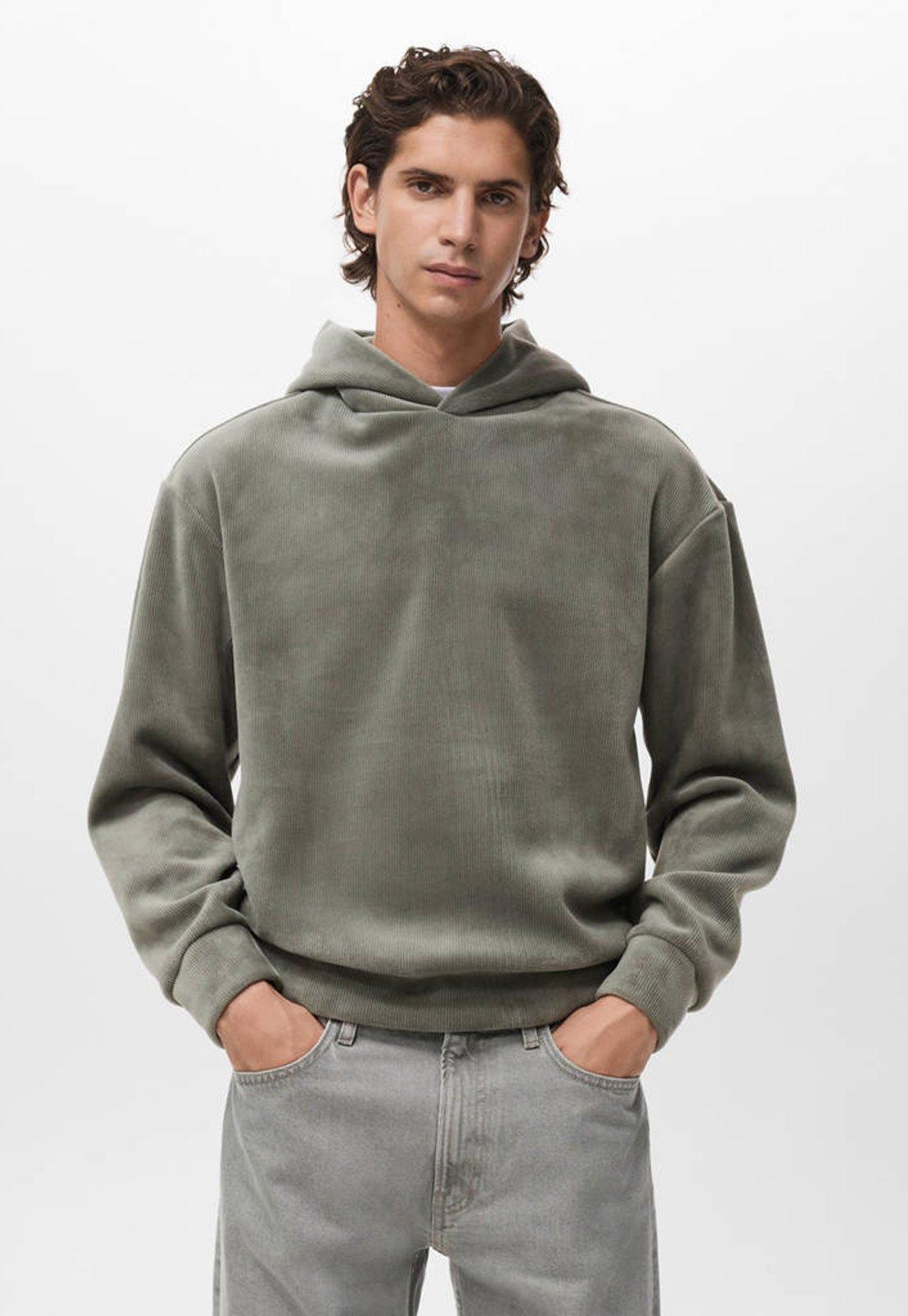 Blusa de Moletom Mango Capuz Canelado Verde