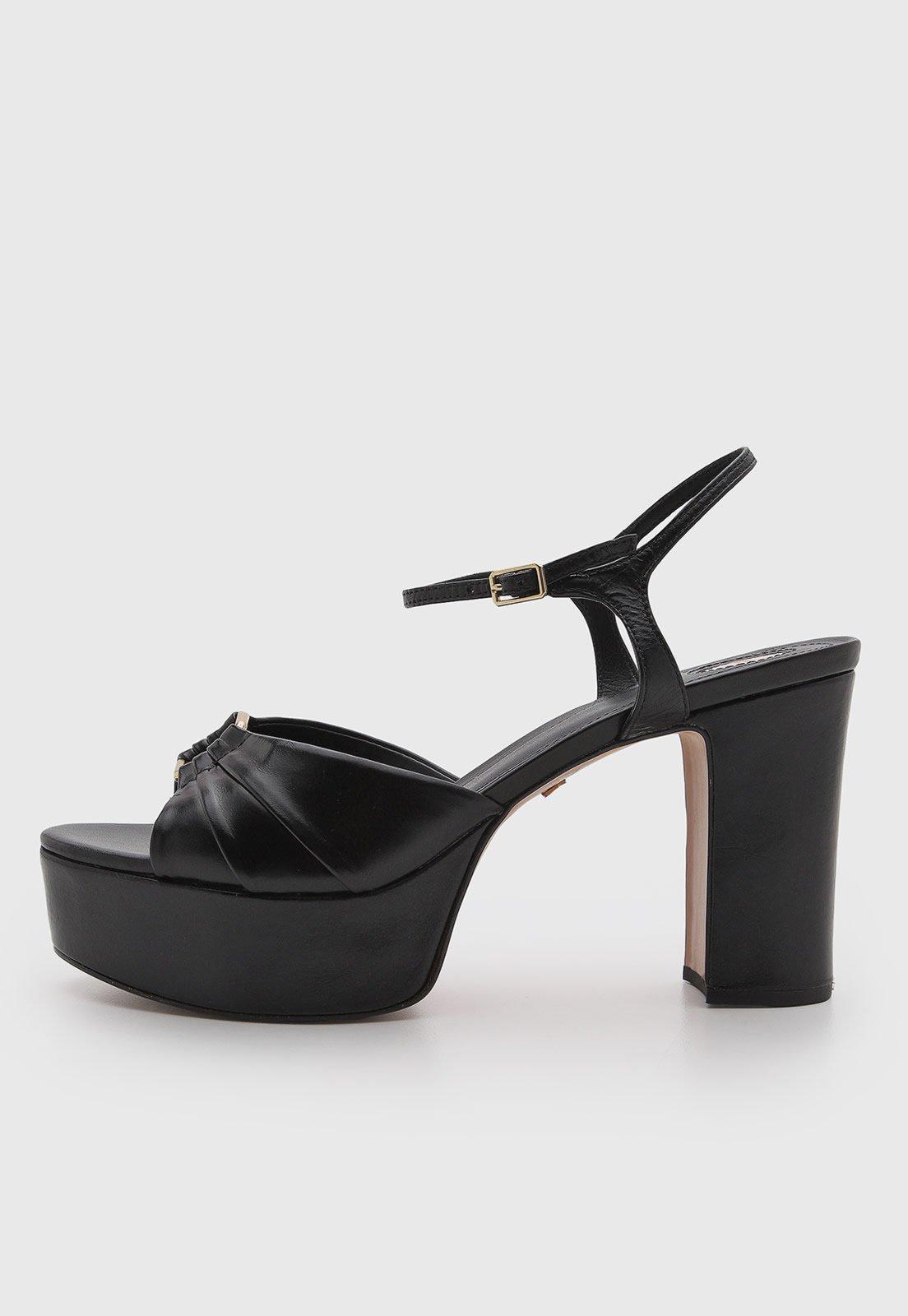 Sandália Feminina Arezzo Meia Pata Couro Preto