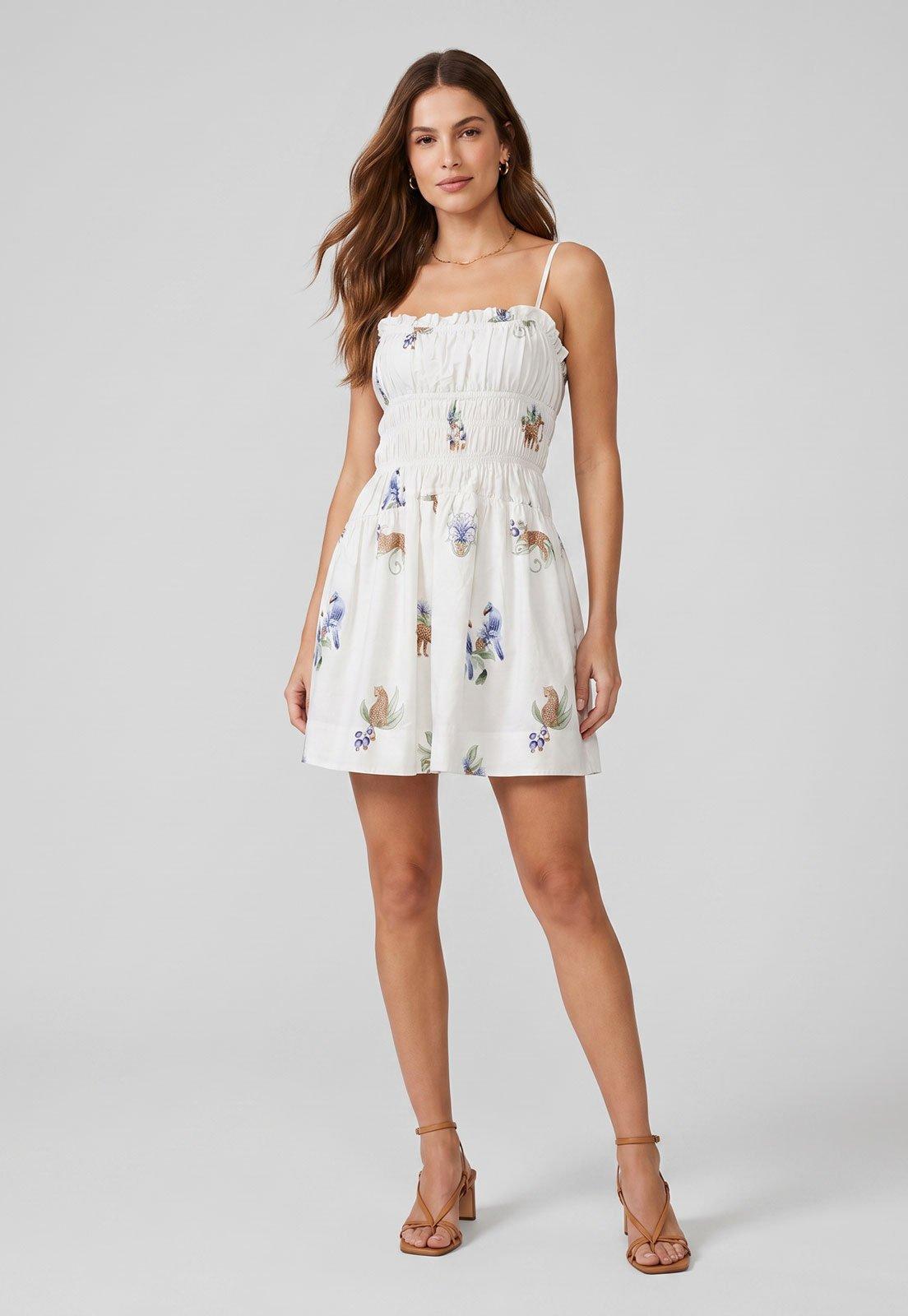Vestido FARM Alças Finas Branco
