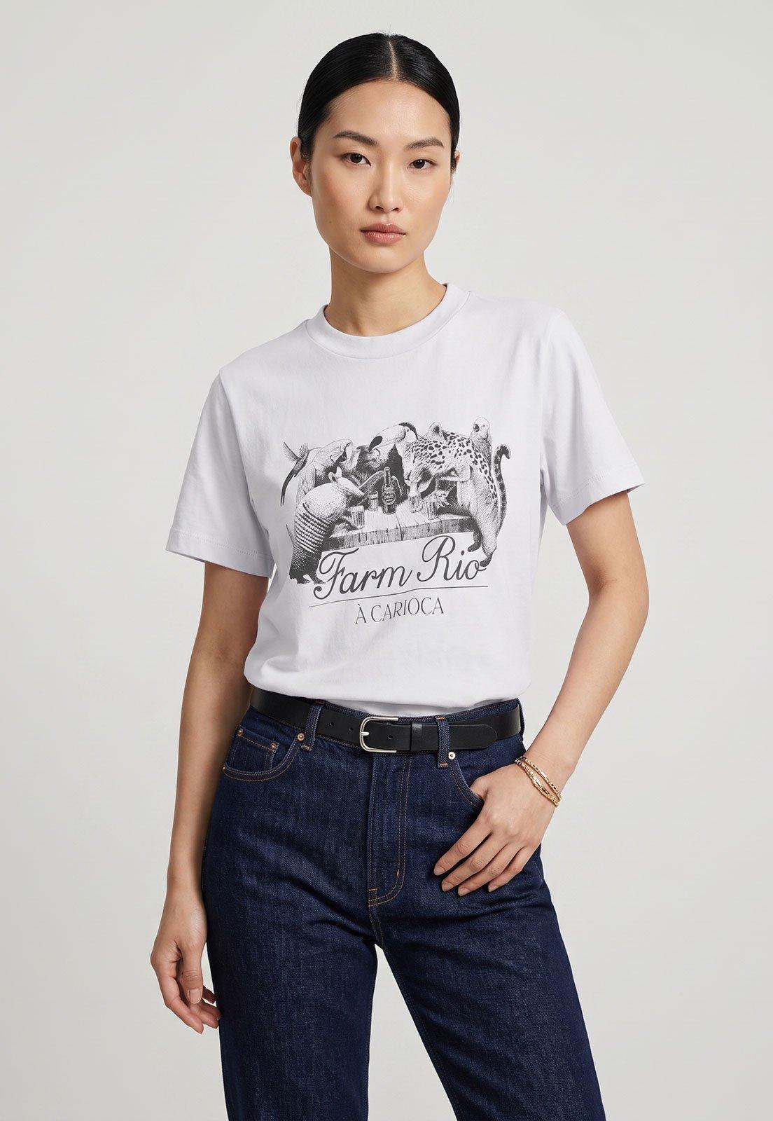 Camiseta Feminina FARM Estampa Frontal Branca