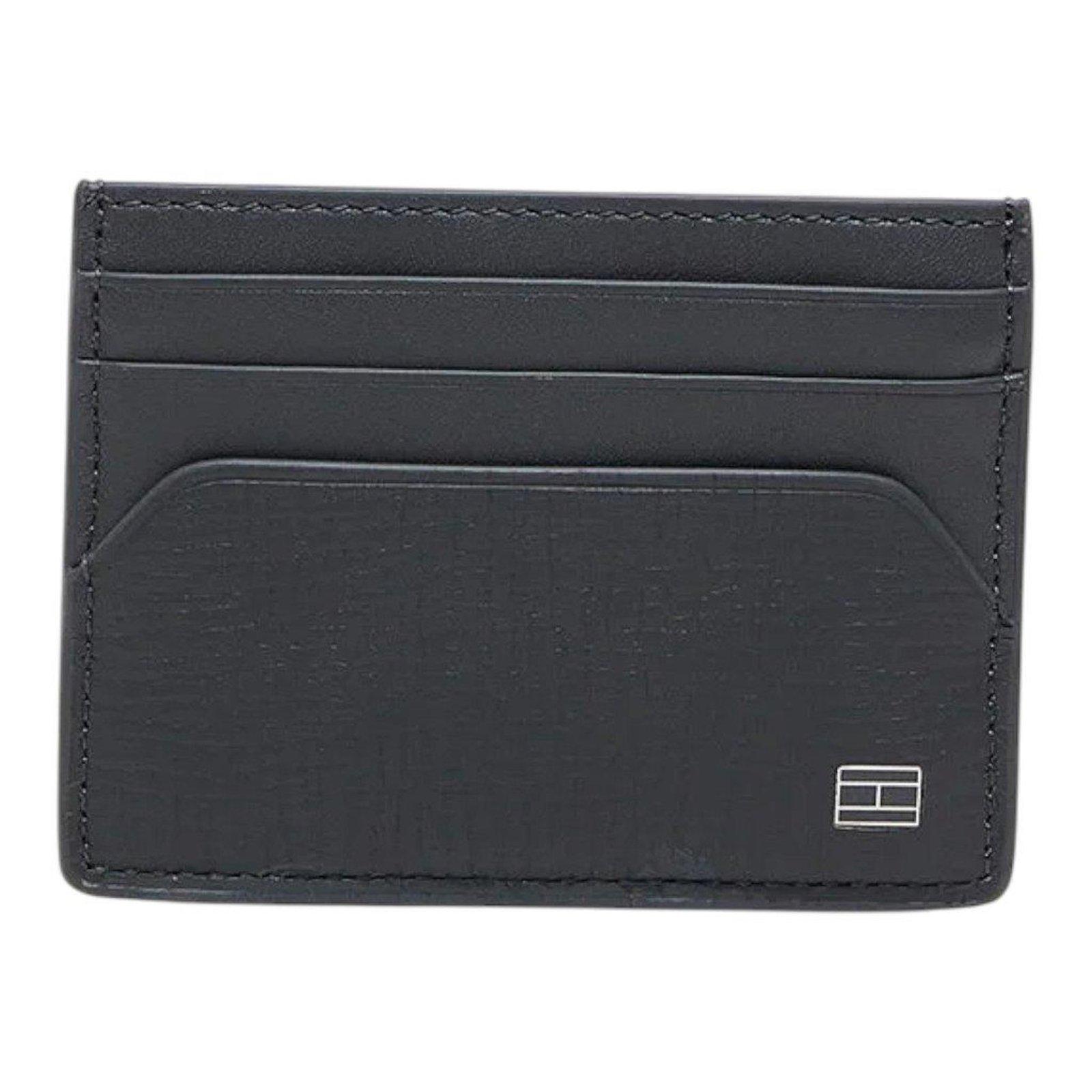 Carteira Tommy Hilfiger Flag Cc Holder Couro Cinza Escuro