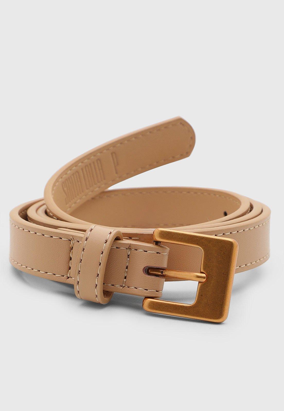 Cinto Feminino Santa Lolla Fivela Metal Bege
