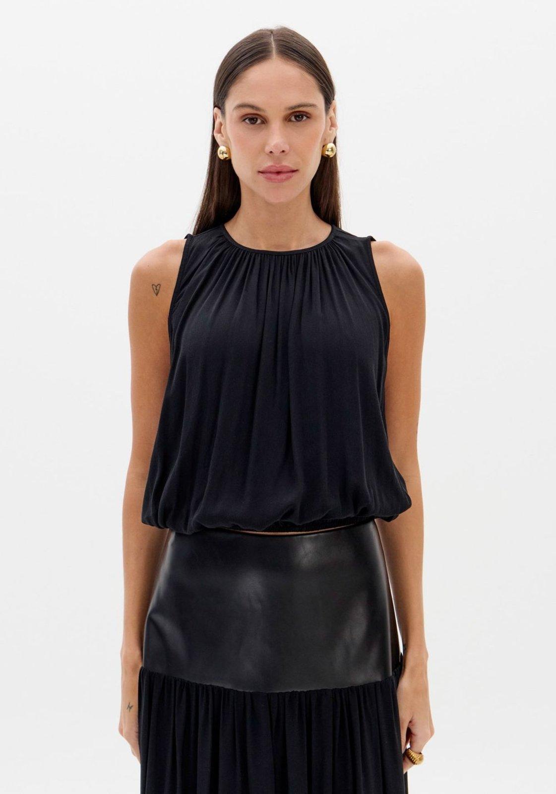 Blusa Franzida Sem Mangas Lança Perfume