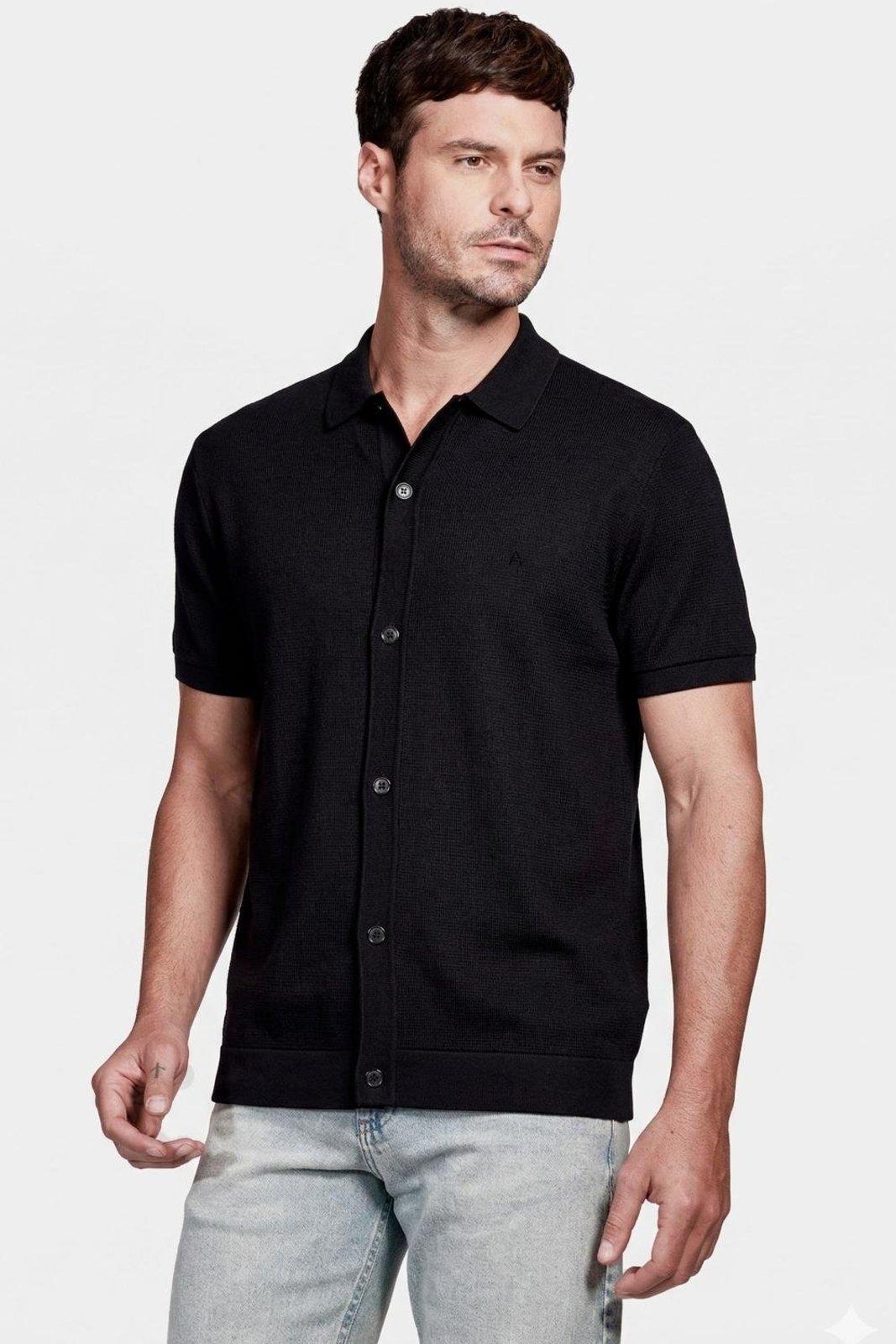 Camisa Aramis Manga Curta Wafle Preto