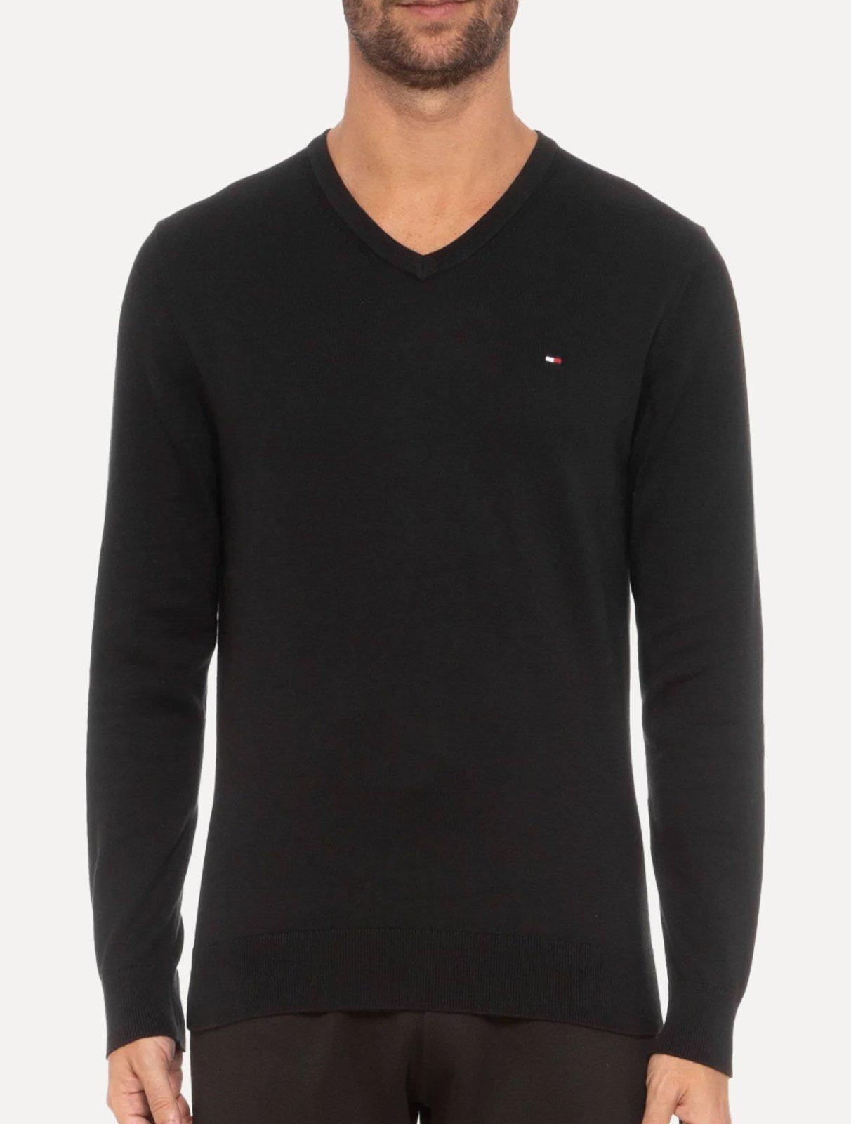 Suéter Tommy Hilfiger Masculino Signature V-Neck Preto