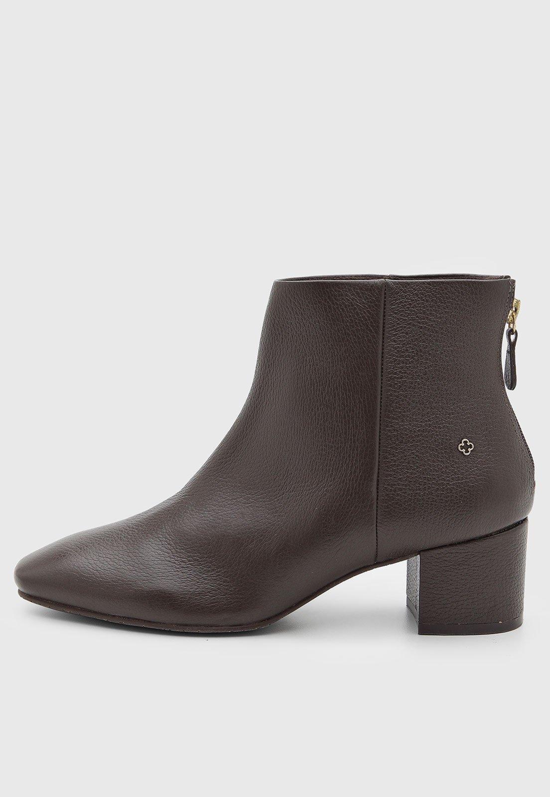 Bota Feminina Capodarte Cano Curto Couro Marrom Escuro