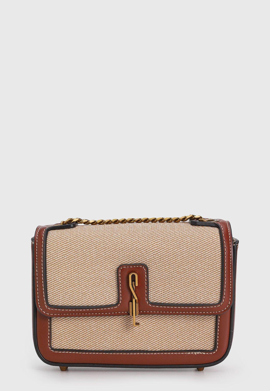 Bolsa Santa Lolla Alça Corrente Texturizada Bege