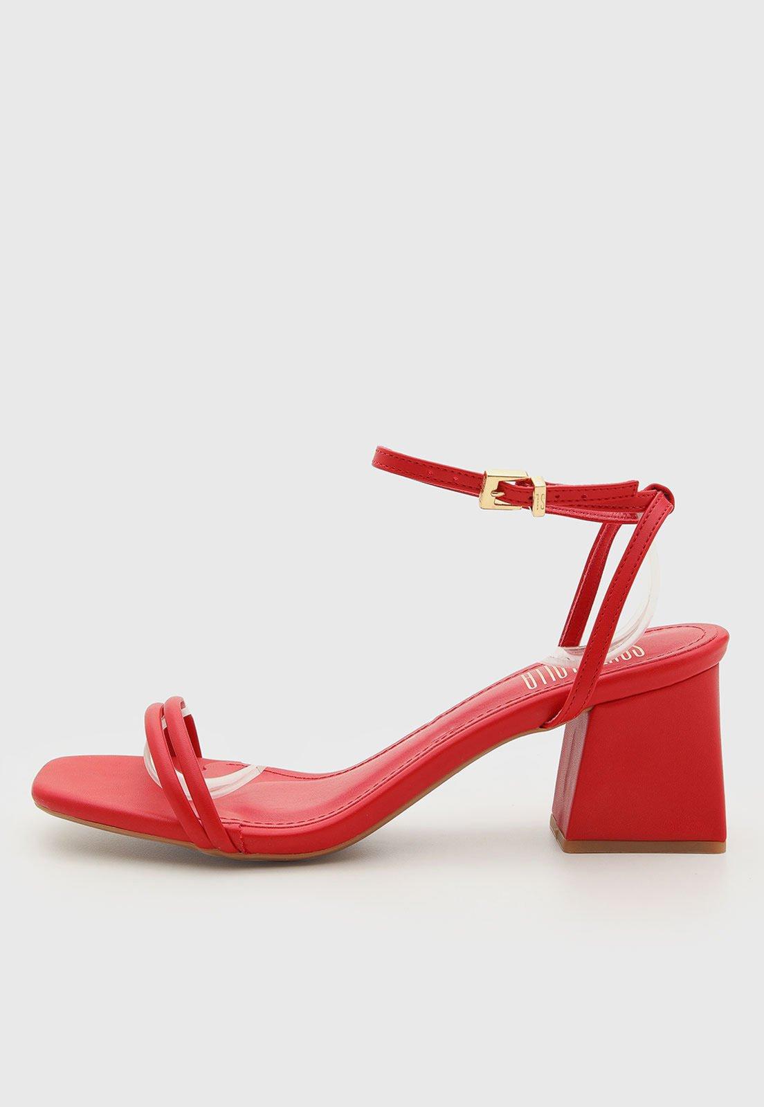 Sandália Feminina Santa Lolla Salto Bloco Médio Vermelho