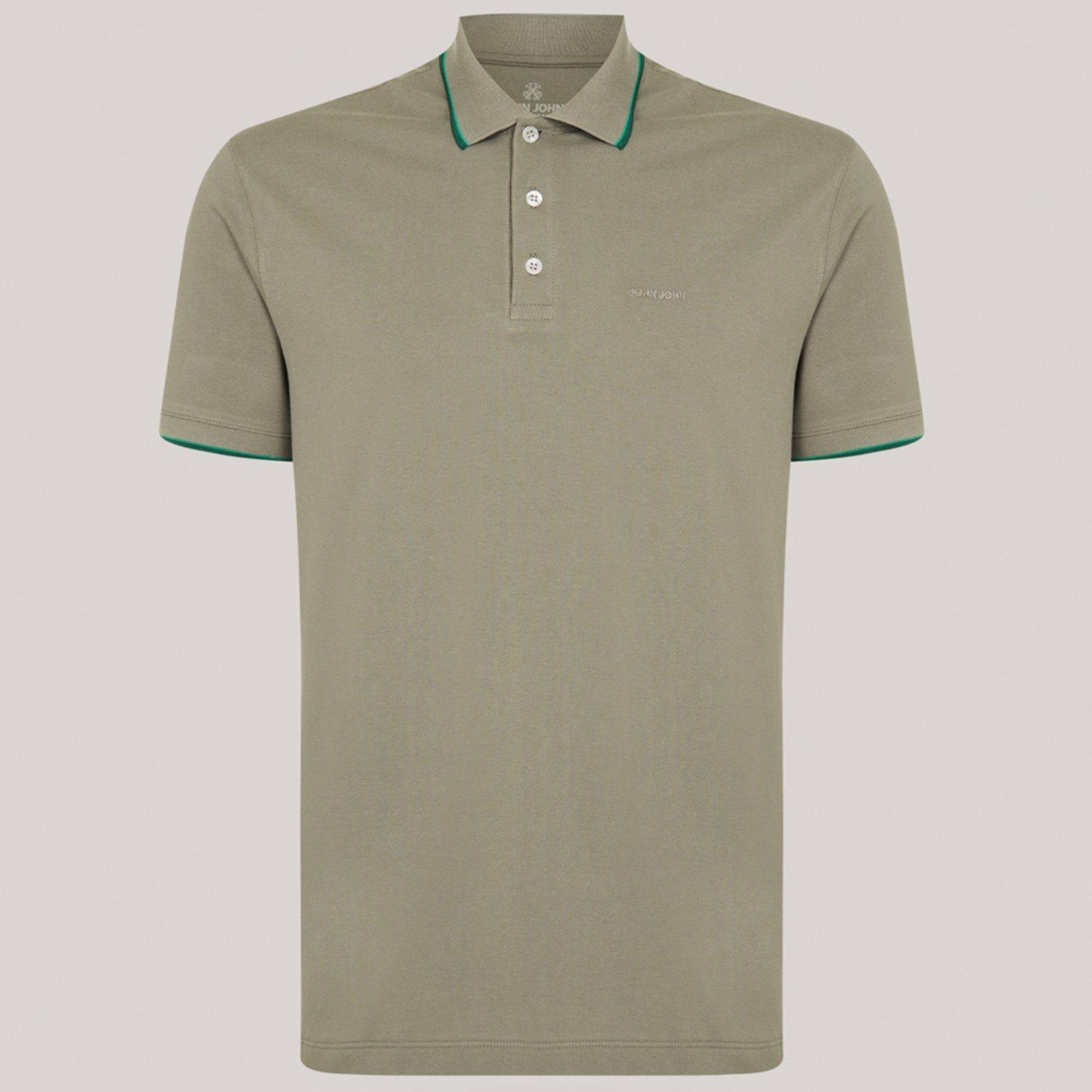 Camisa Polo John John Regular 2 Lines Pr26 Verde Masculino