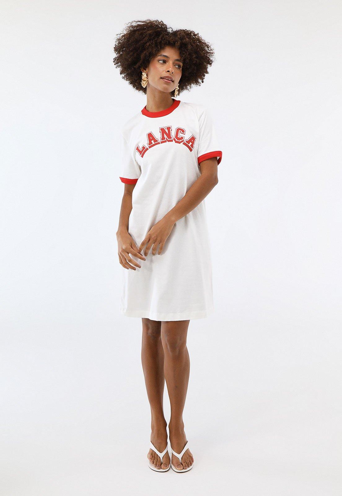 Vestido Lança Perfume Curto Big Logo Branco