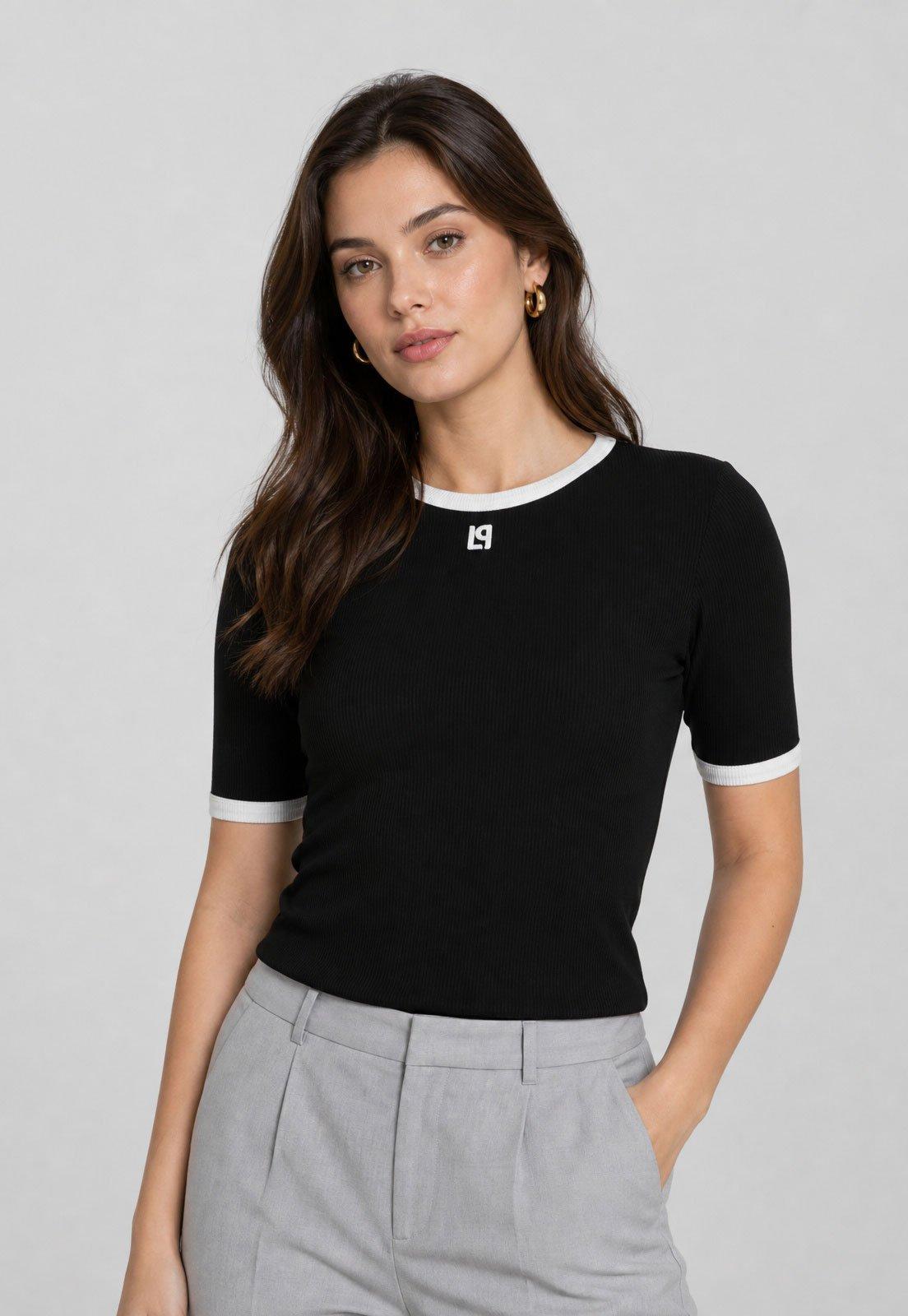 Blusa Feminina Lança Perfume Ribana Preta