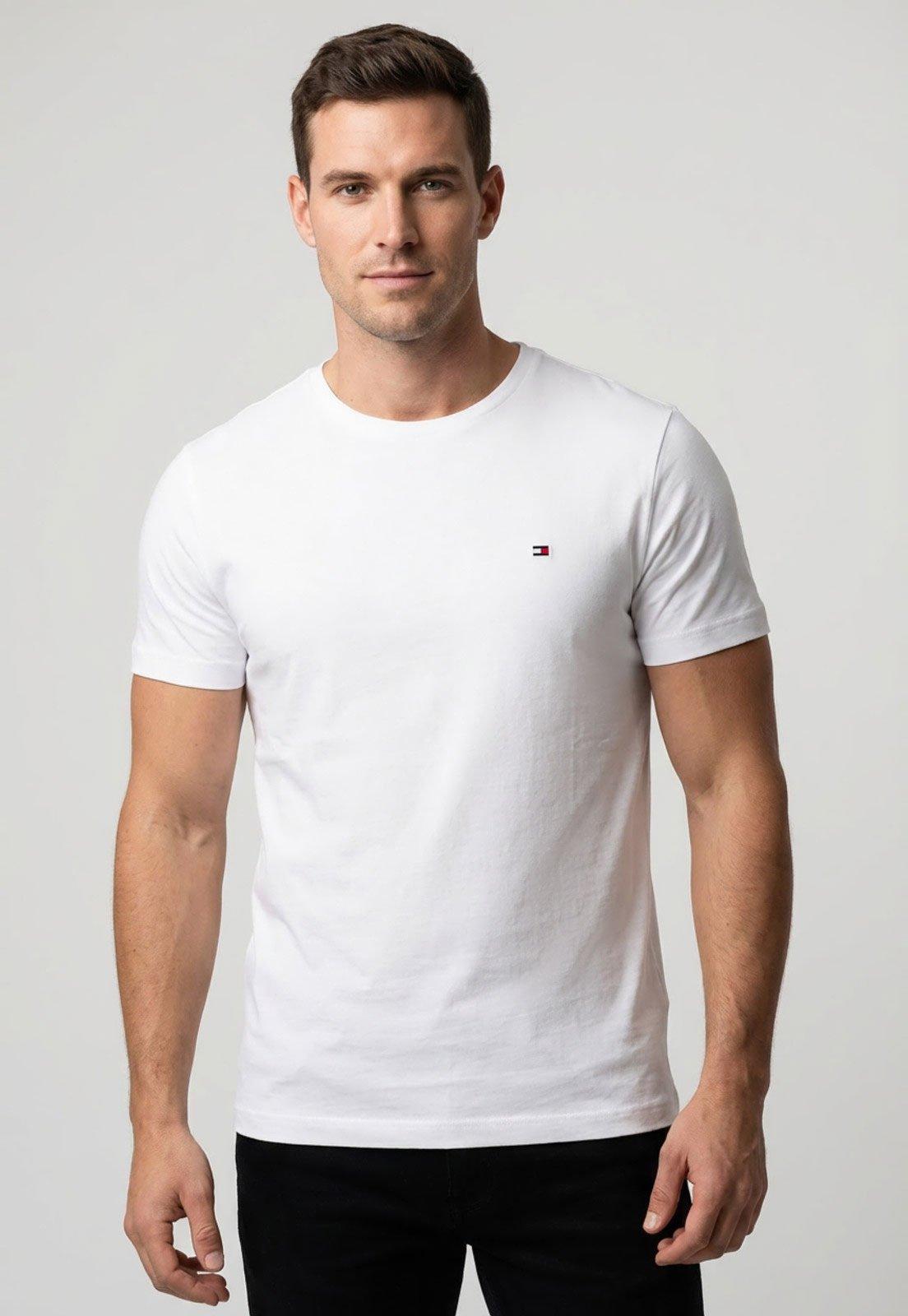 Camiseta Masculina Tommy Hilfiger Light Interlo Branca