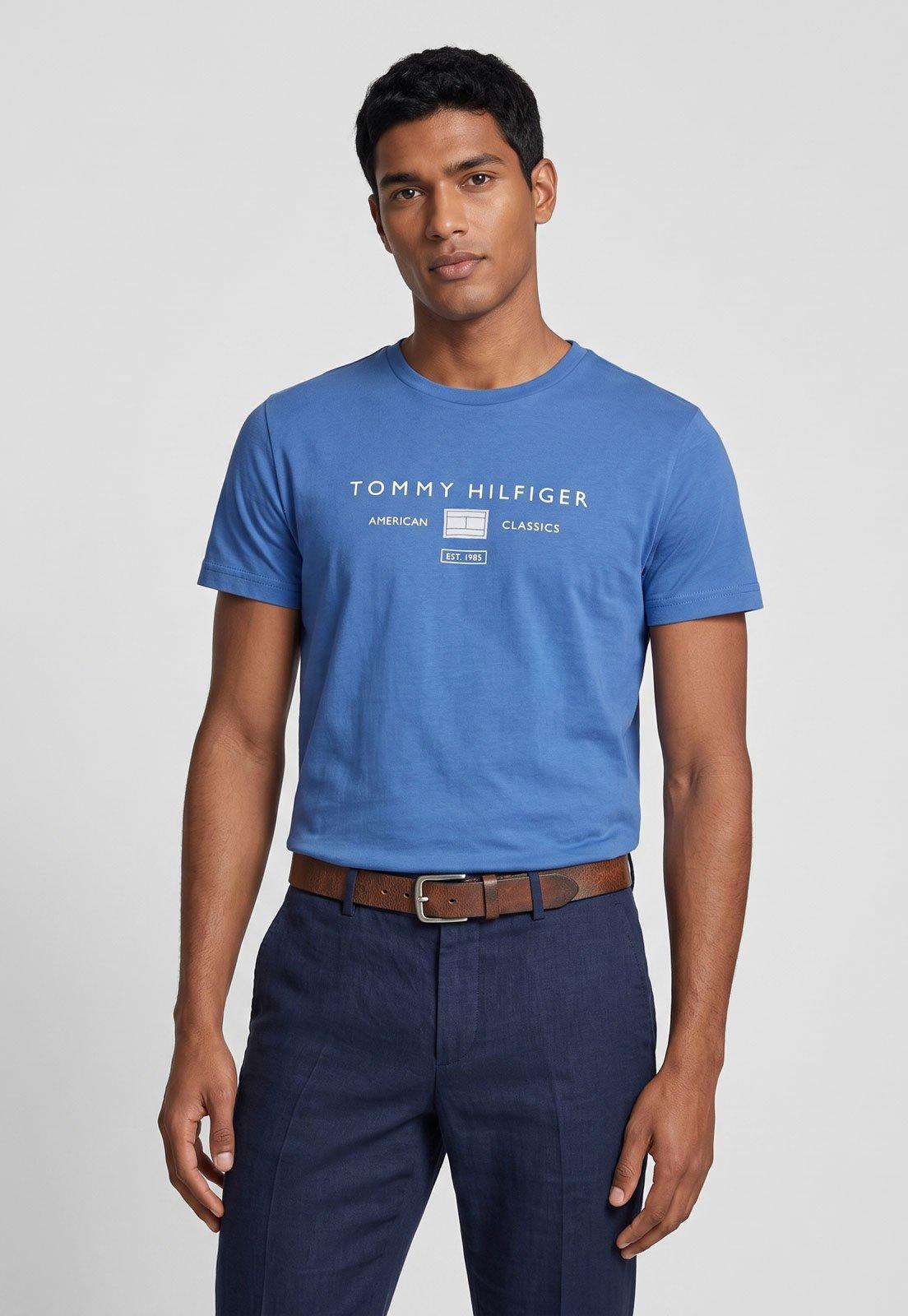 Camiseta Masculina Tommy Hilfiger Gola Redonda Azul
