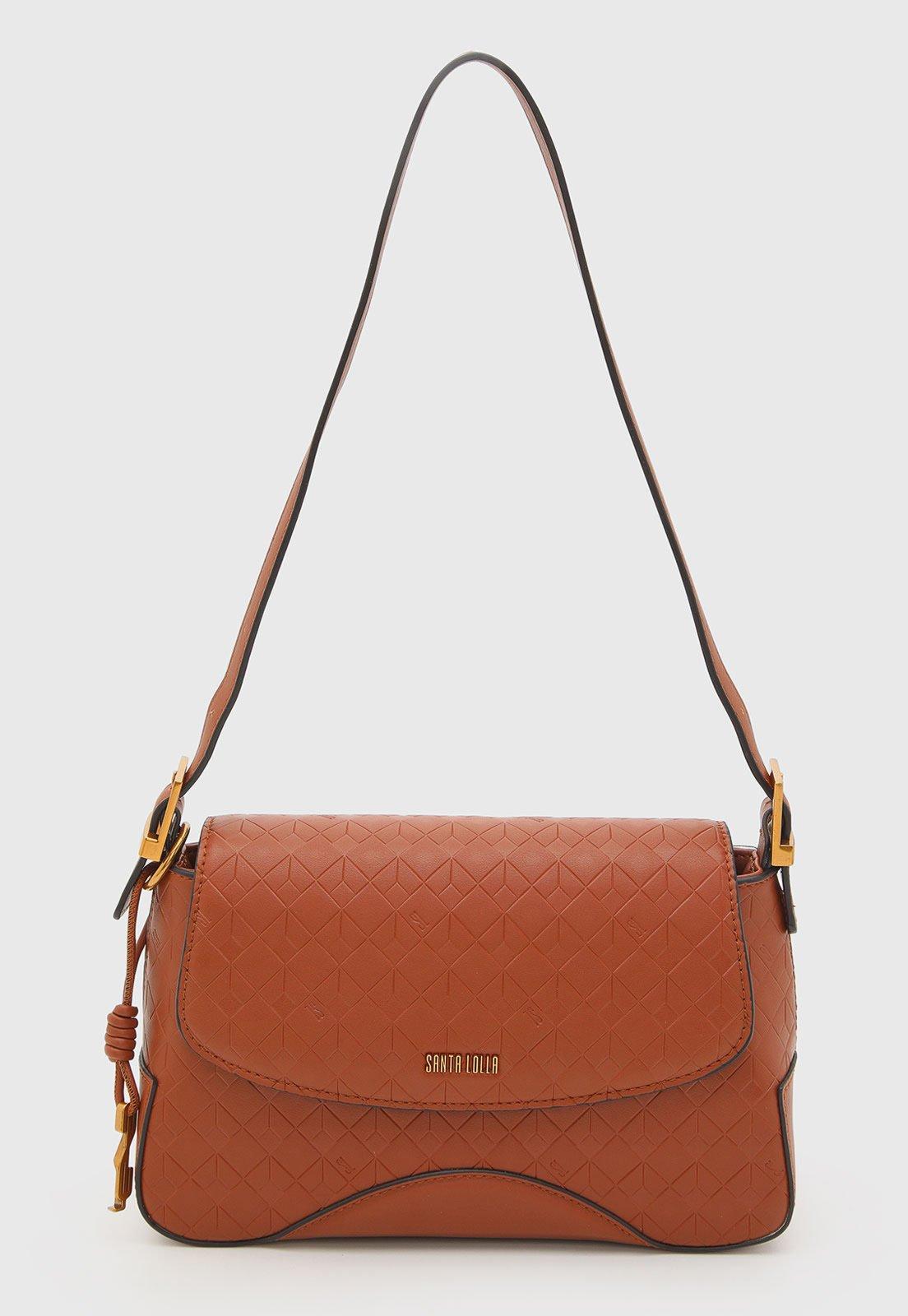Bolsa Santa Lolla Retangular Texturizada Marrom