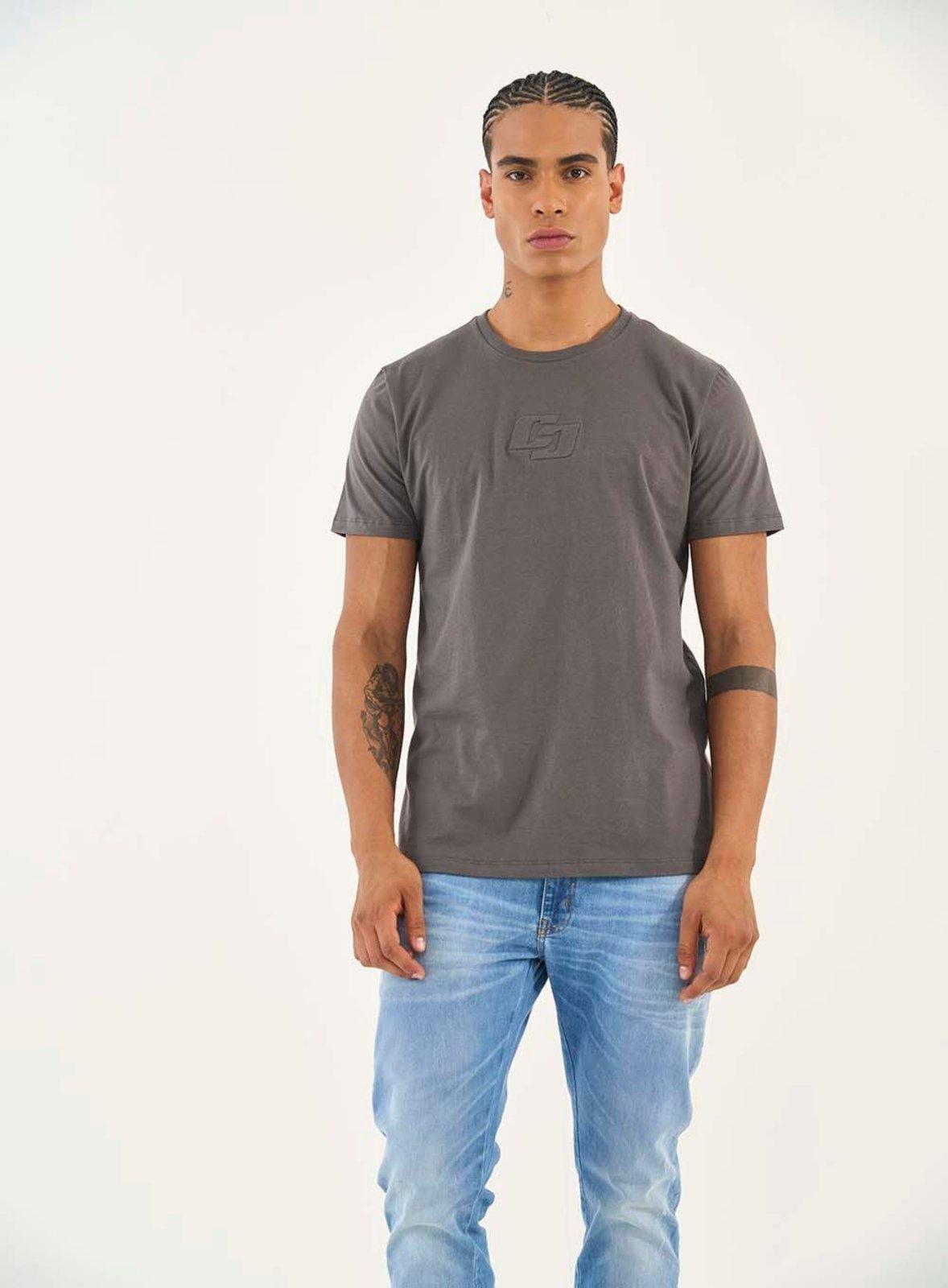 Camiseta Slim Com Bordado Colcci Cinza Moonquake