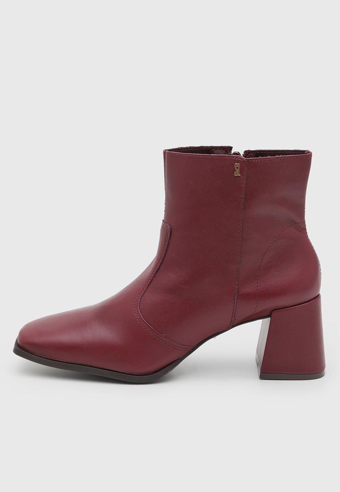 Bota Feminina Santa Lolla Cano Baixo Couro Vinho