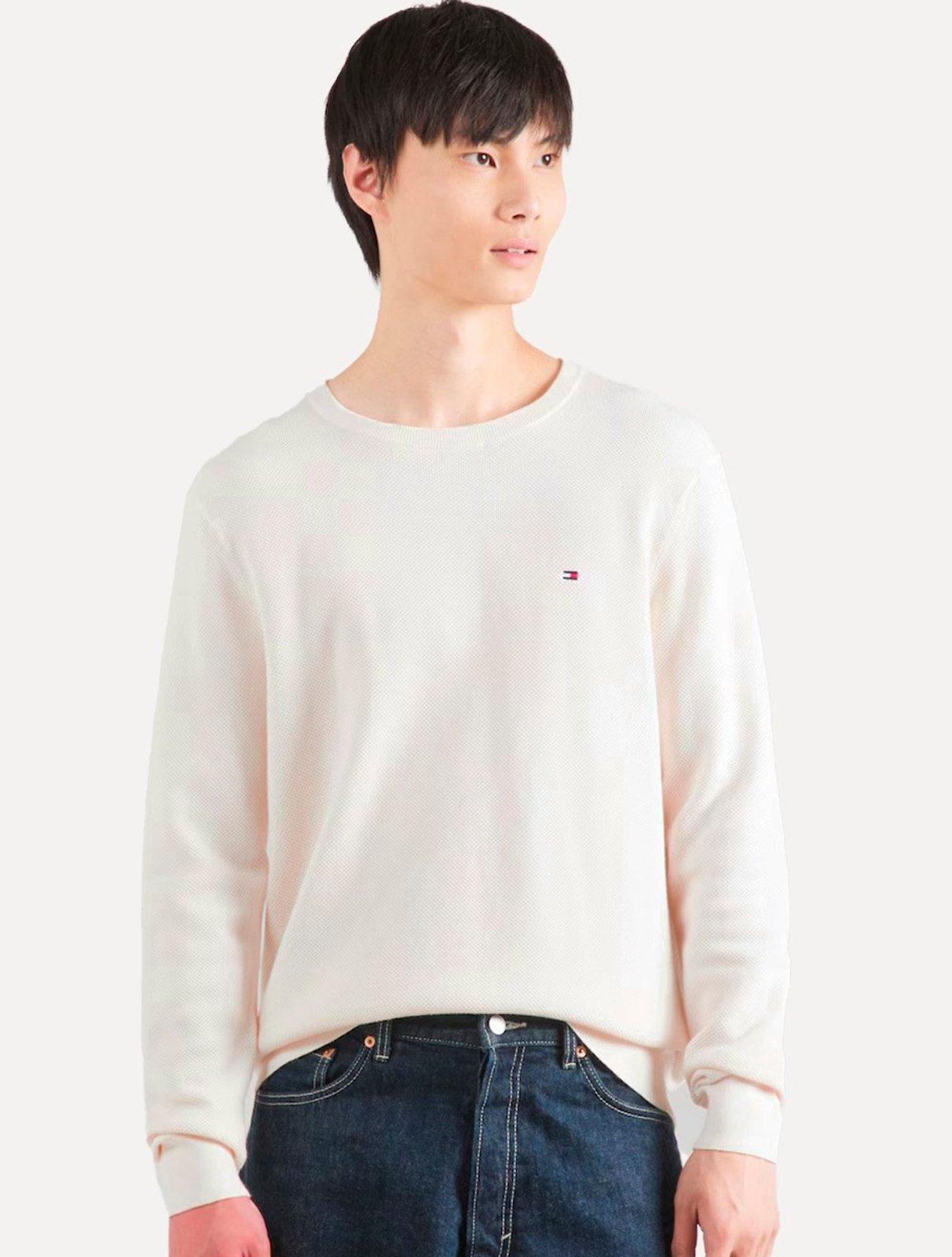 Suéter Tommy Hilfiger Masculino Essential C-Neck Structured Off White