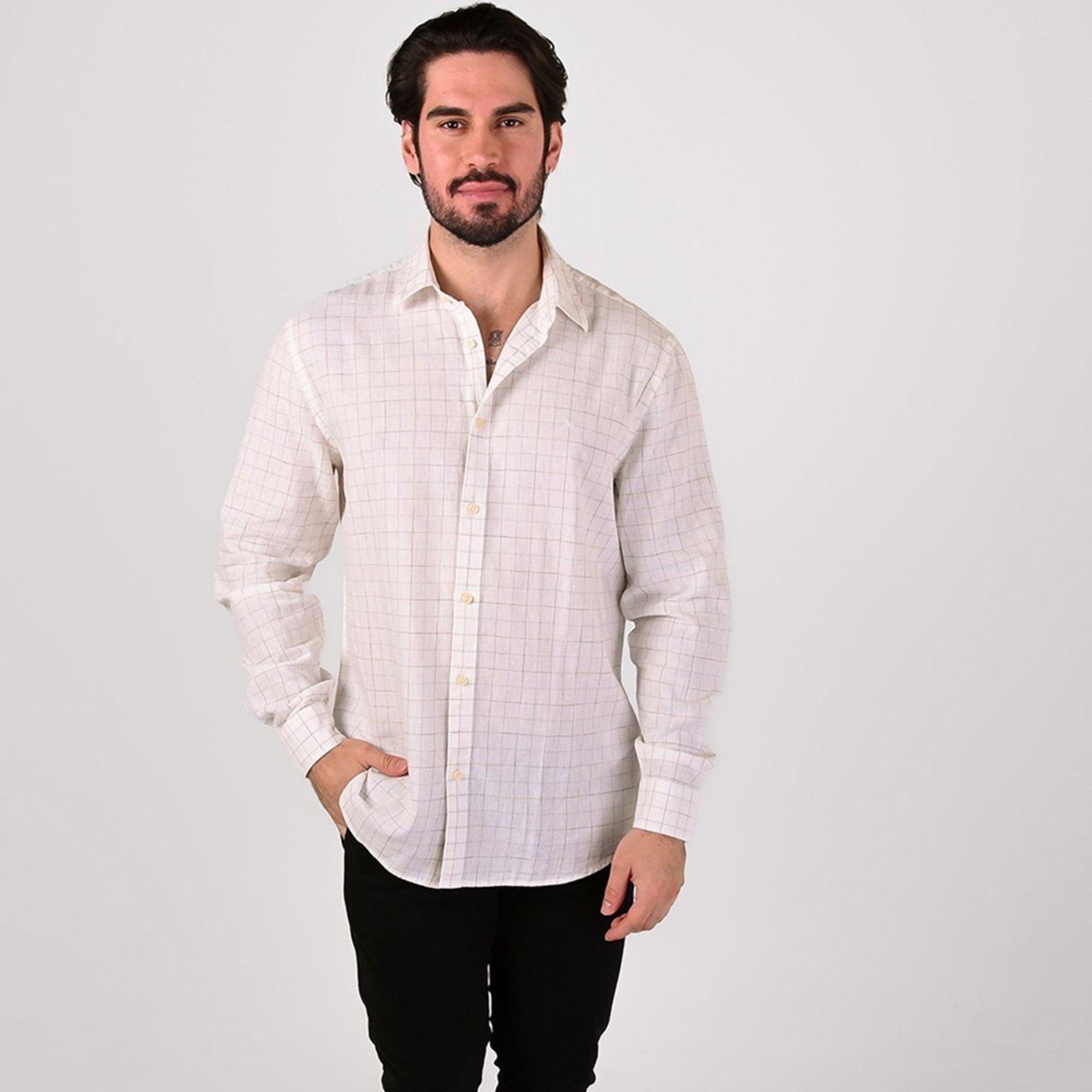 Camisa Aramis Linen Quadriculado Branca