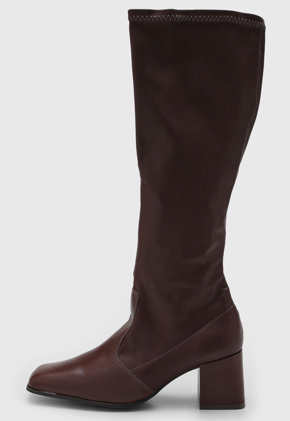 Bota Feminina Santa Lolla Cano Alto Salto Bloco Marrom