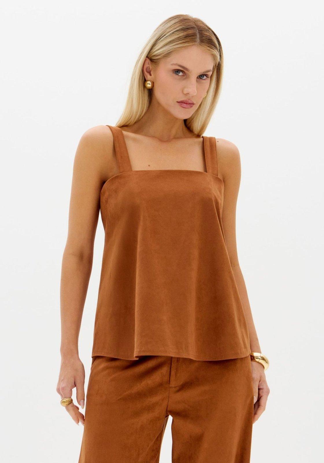 Blusa De Alças Malha Suede Lança Perfume