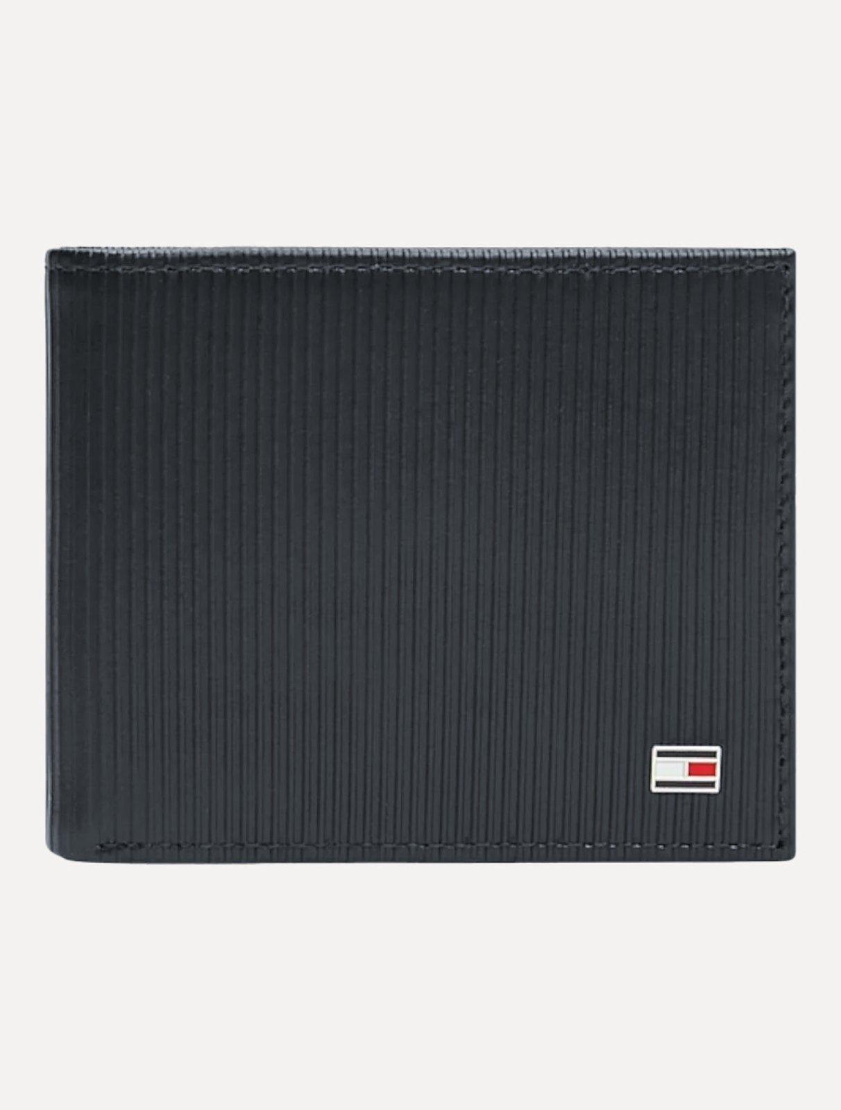 Carteira Tommy Hilfiger Masculina Mini Flag Textura Vertical Azul Marinho