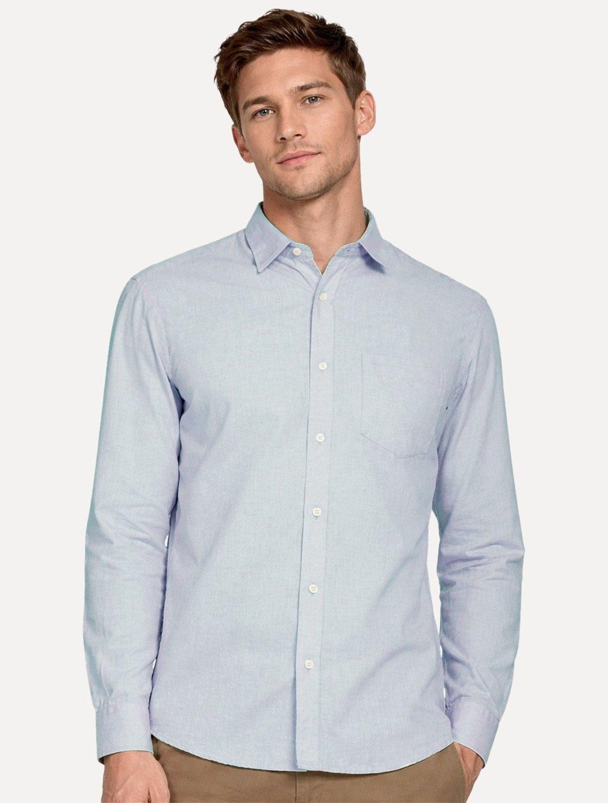 Camisa Aramis Masculina Regular Algodão Lotte Pocket Azul Médio