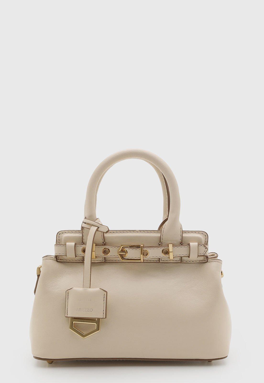 Bolsa Feminina Arezzo Média Estruturada Couro Off-White