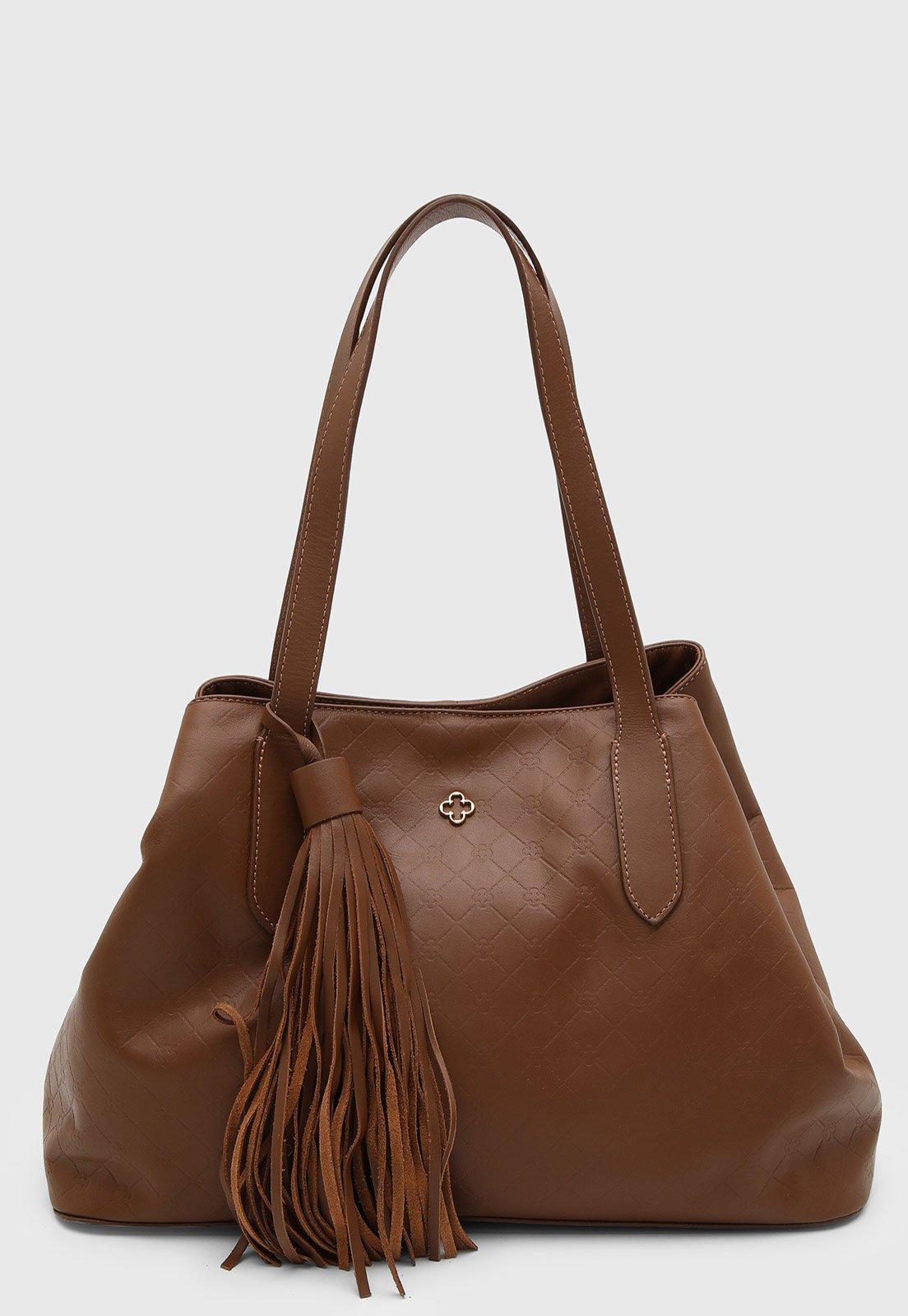 Bolsa Feminina Capodarte Grande Franjas Mogno