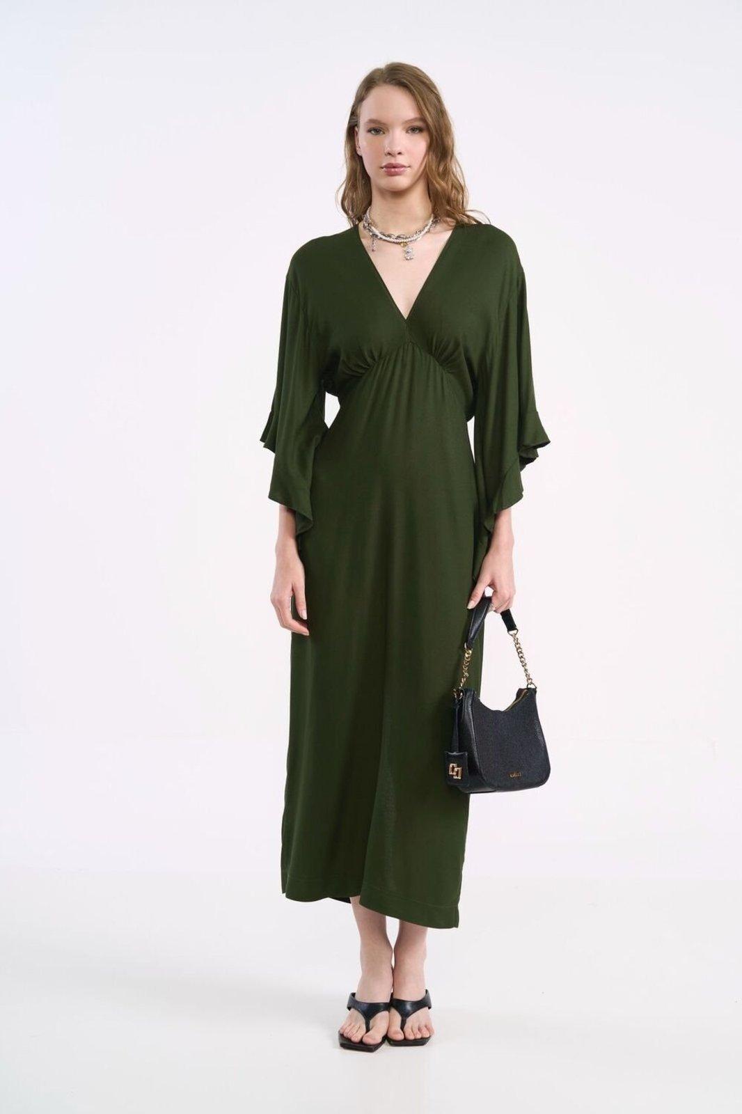 Vestido Midi Fluido com Manga Ampla Colcci Verde Eden