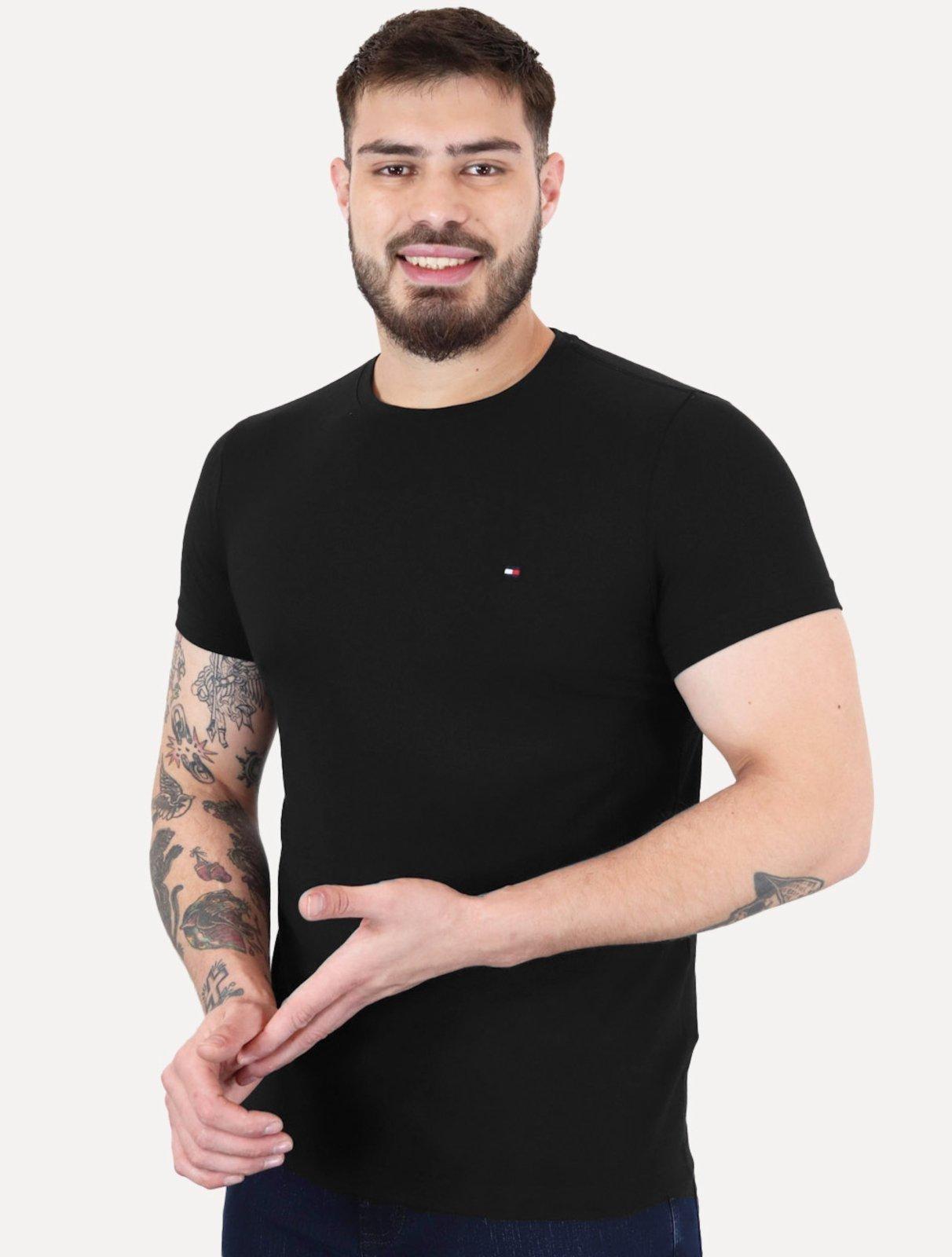 Camiseta Tommy Hilfiger Masculina Slim Fit Essential Stretch Preta
