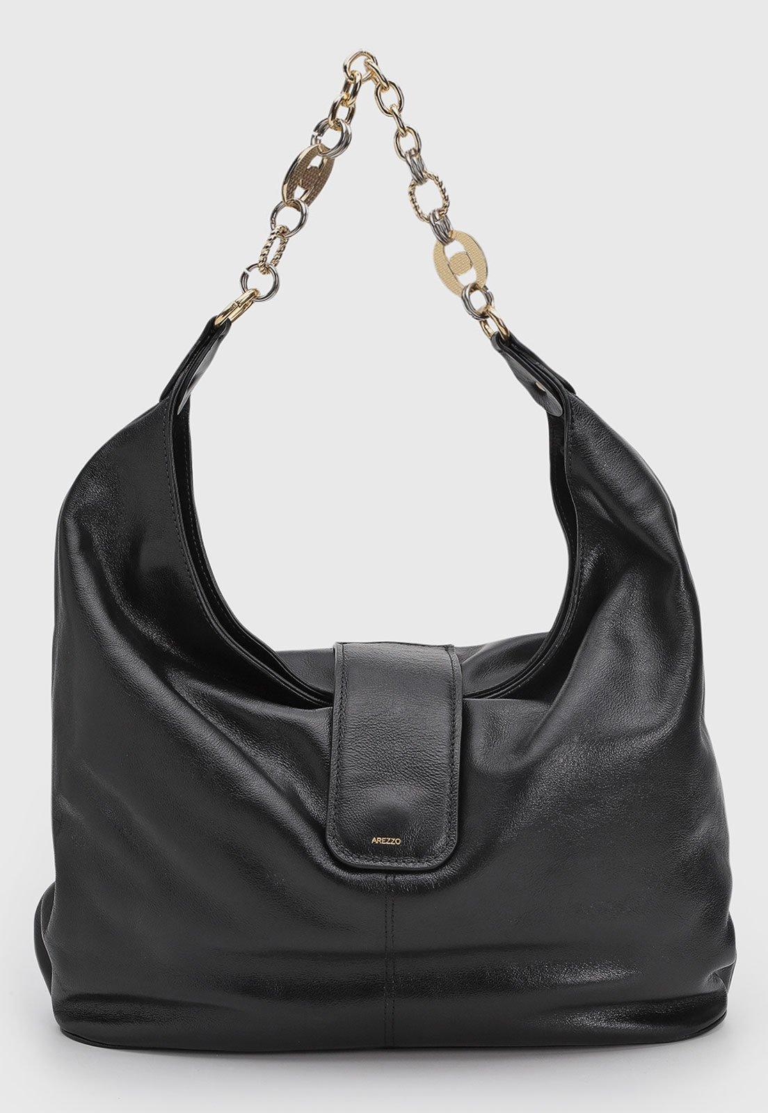 Bolsa Feminina Arezzo Couro Alça Corrente Preta